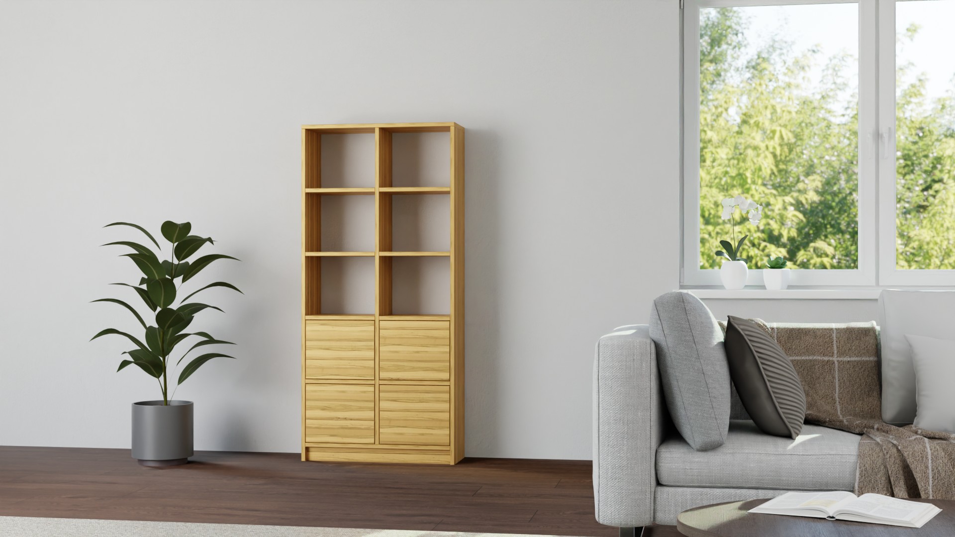 Hohes Regal aus Kernbuche Kernbuche