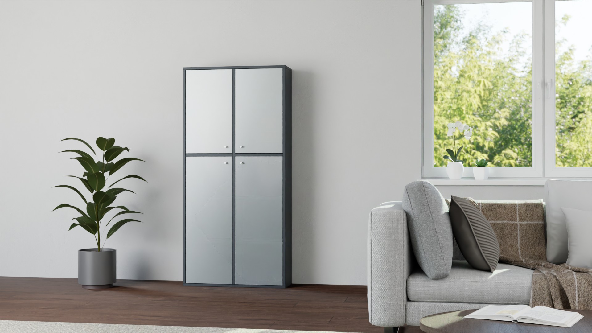 Bücherschrank mit Glastüren Premium Dekore