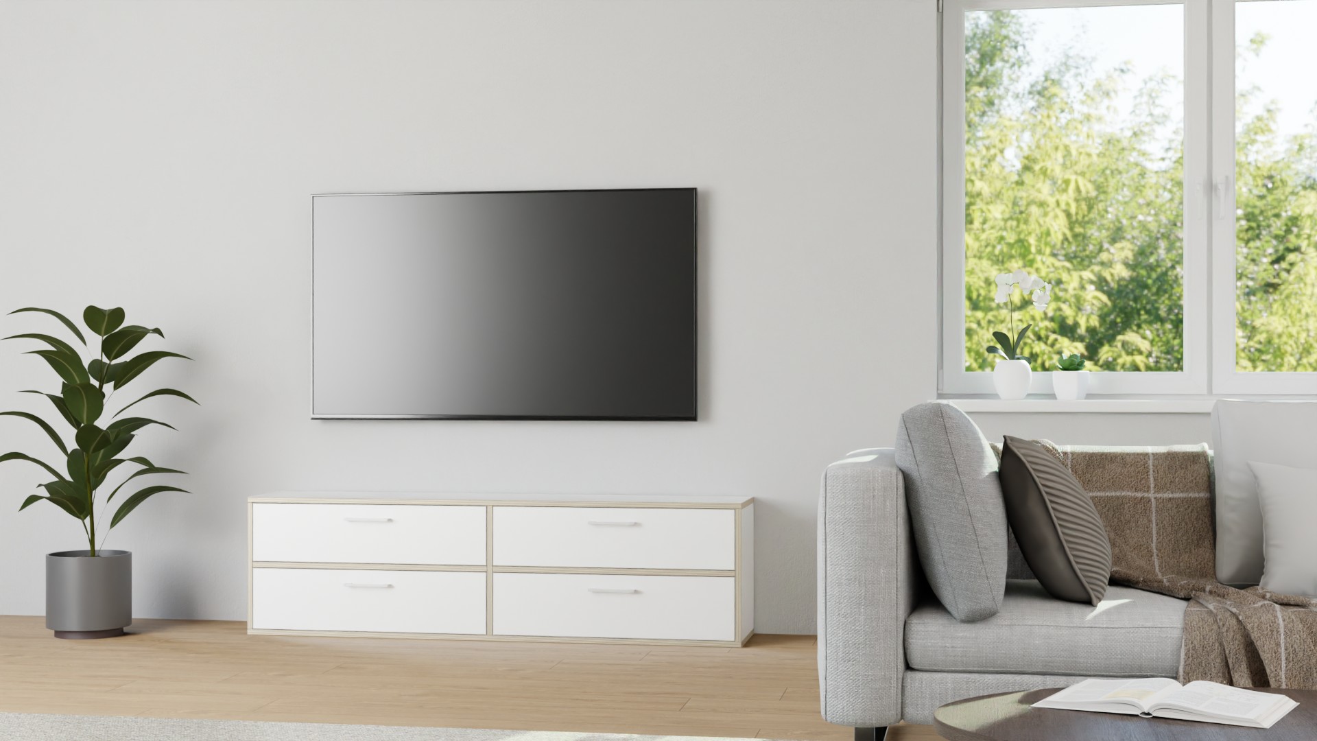 Breites Lowboard mit Schubladen Multiplex