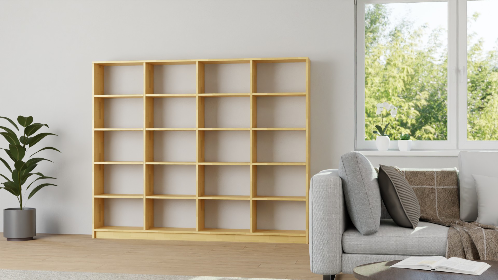 Breites Bücherregal aus Buche Buche