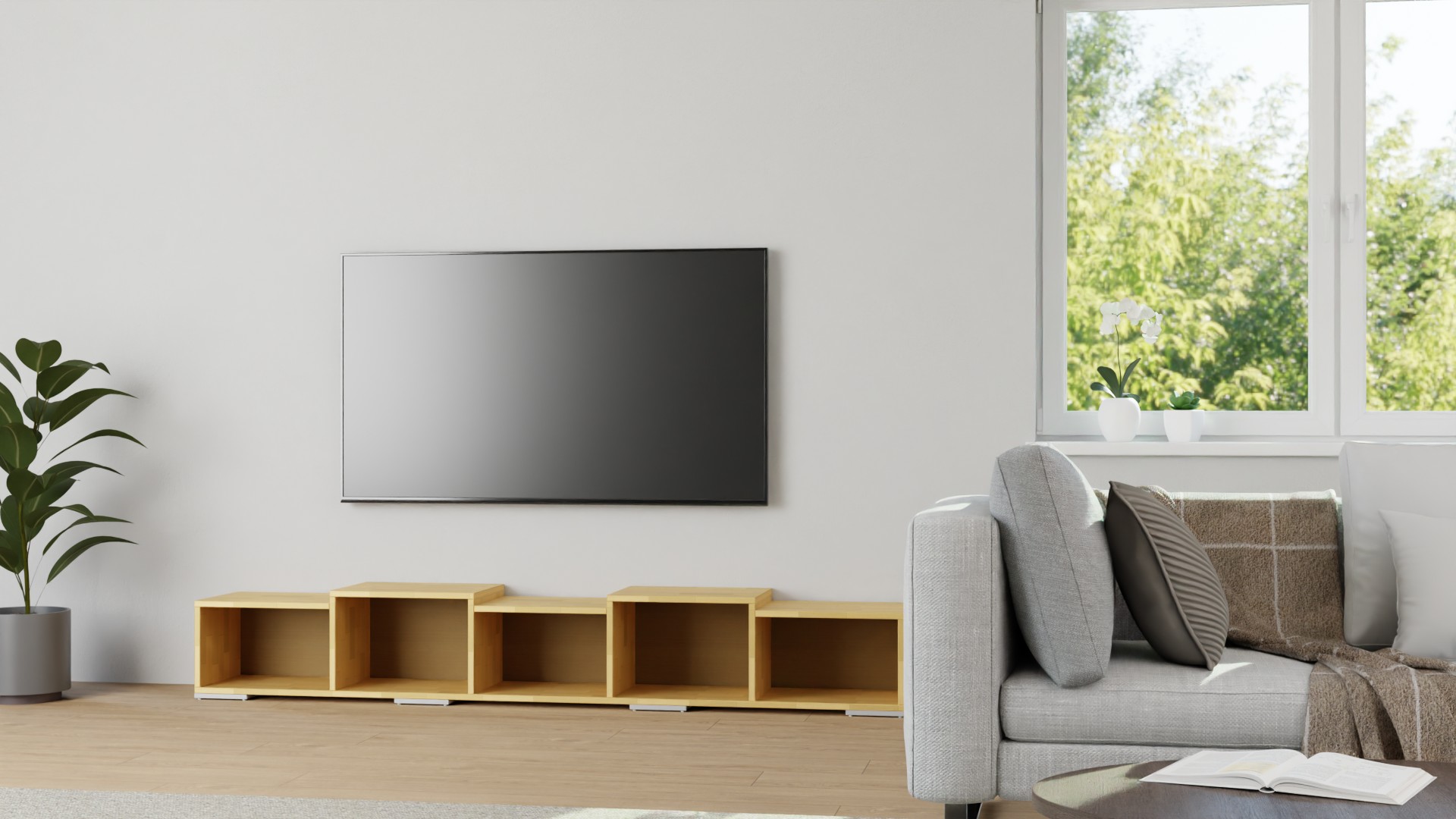 Asymmetrisches Sideboard nach Maß Buche