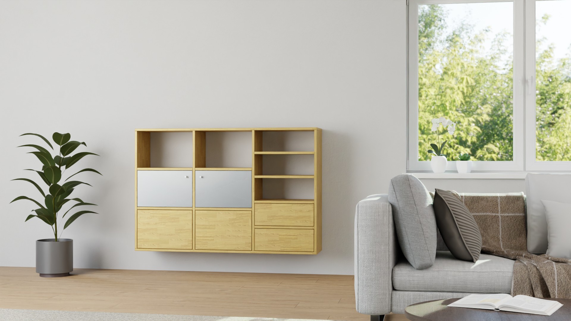 Wandregalsystem nach Maß von Pickawood Eiche