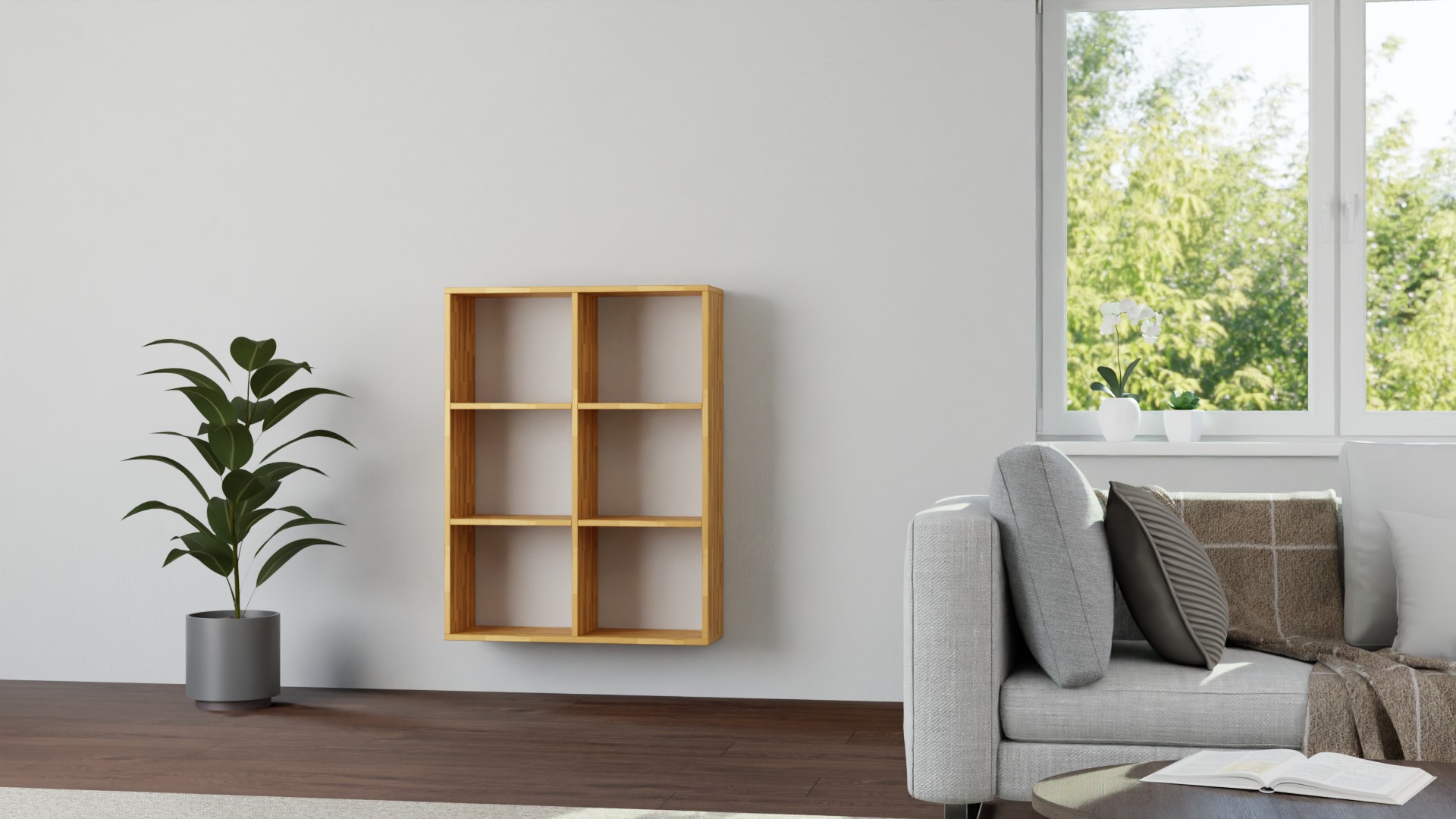 Offenes Regal mit Wandhalterung aus Kernbuche Kernbuche