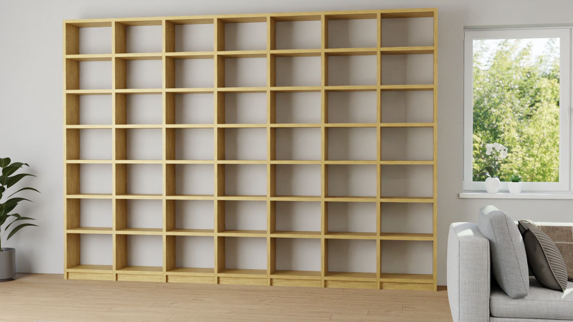 Bibliothek nach Maß - Bücherregal mit vielen Optionen Eiche