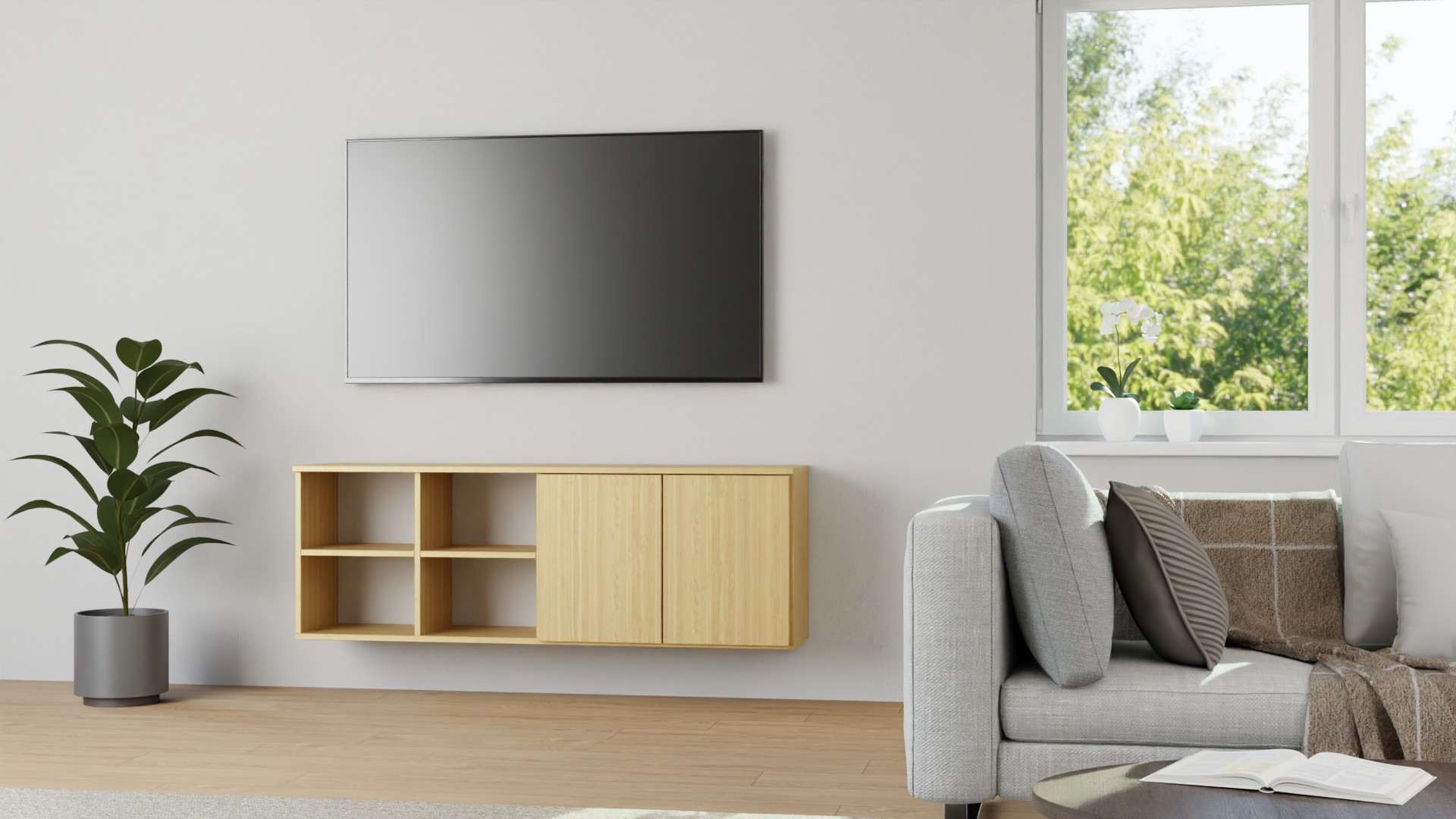 Hängesideboard aus Esche Esche