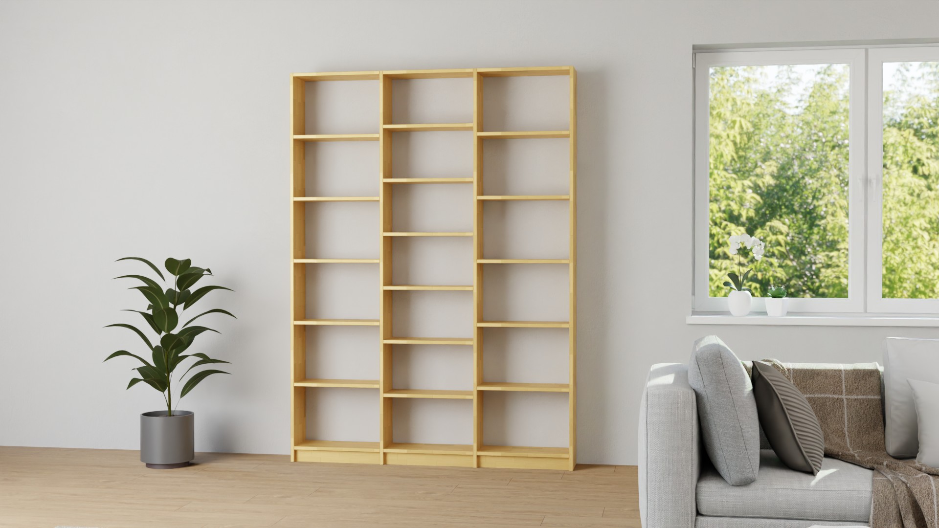Schlichtes Bücherregal gestalten Buche