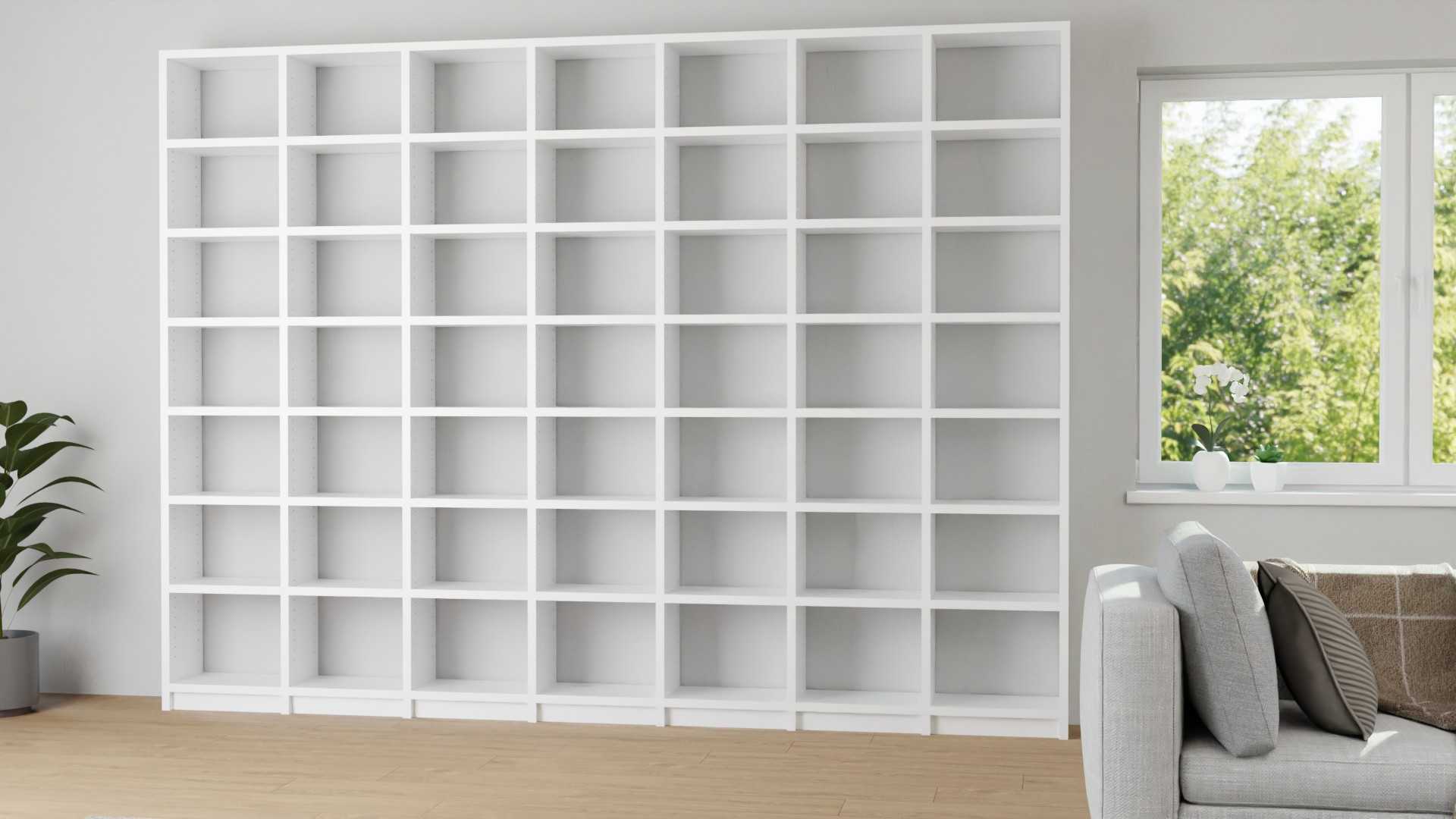 Bibliothek nach Maß - Bücherregal mit vielen Optionen MDF Lackiert