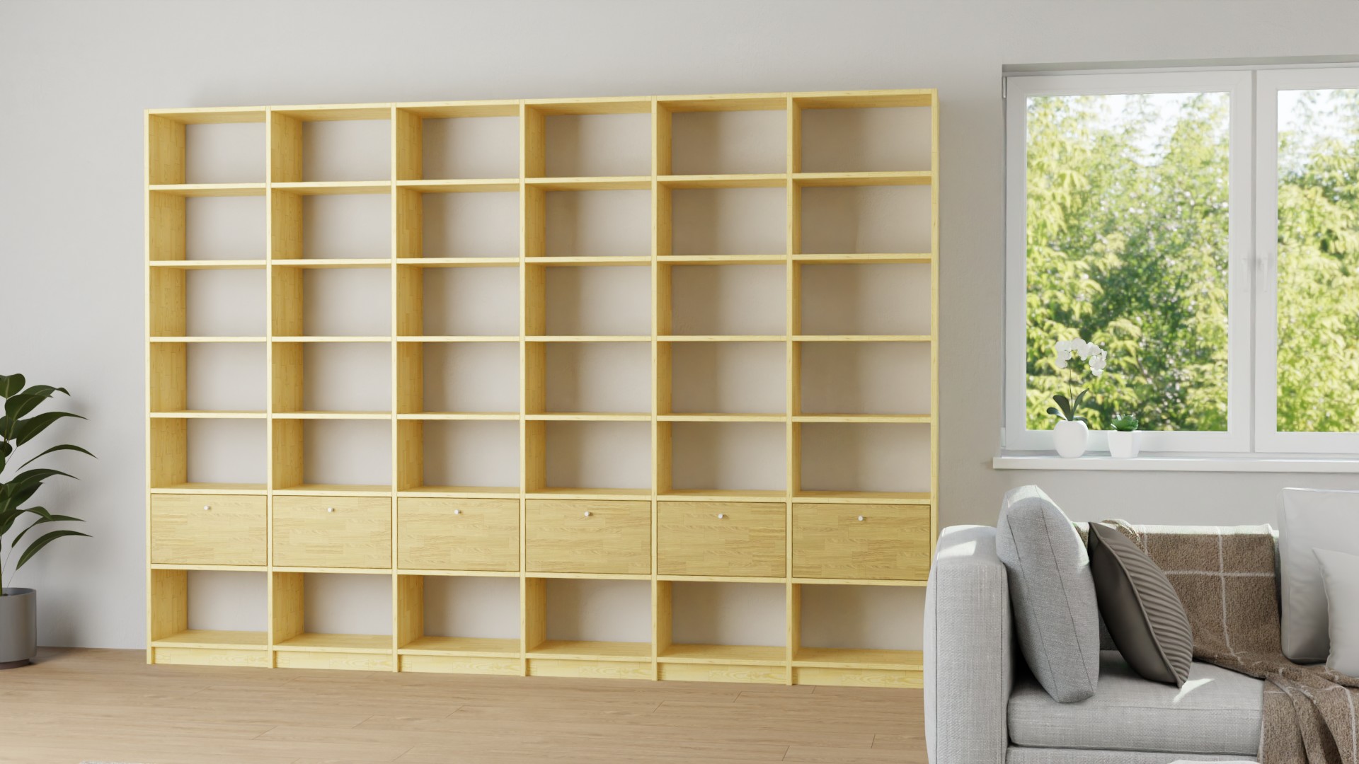 Großes Pickawood Bücherregal nach Maß Kiefer