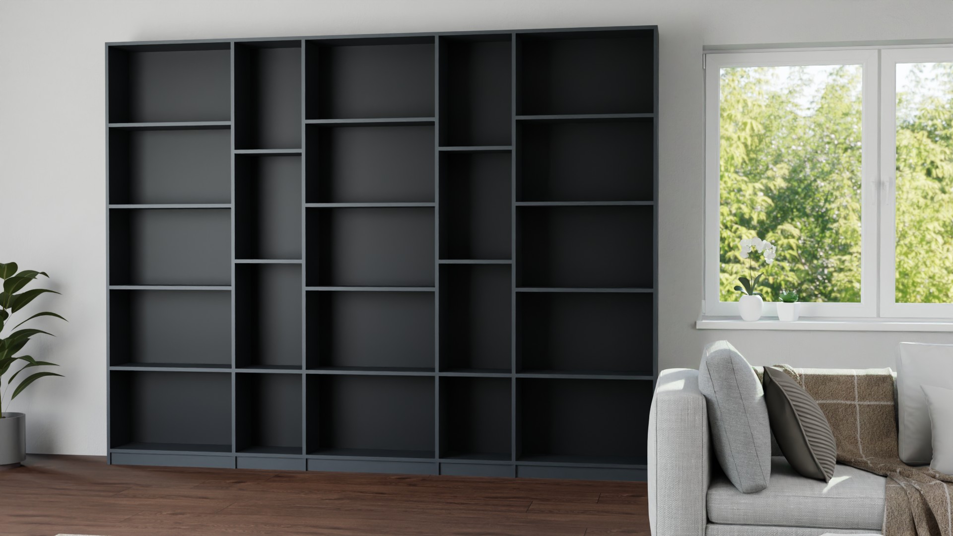 Breite Bibliothek nach Maß Premium Dekore