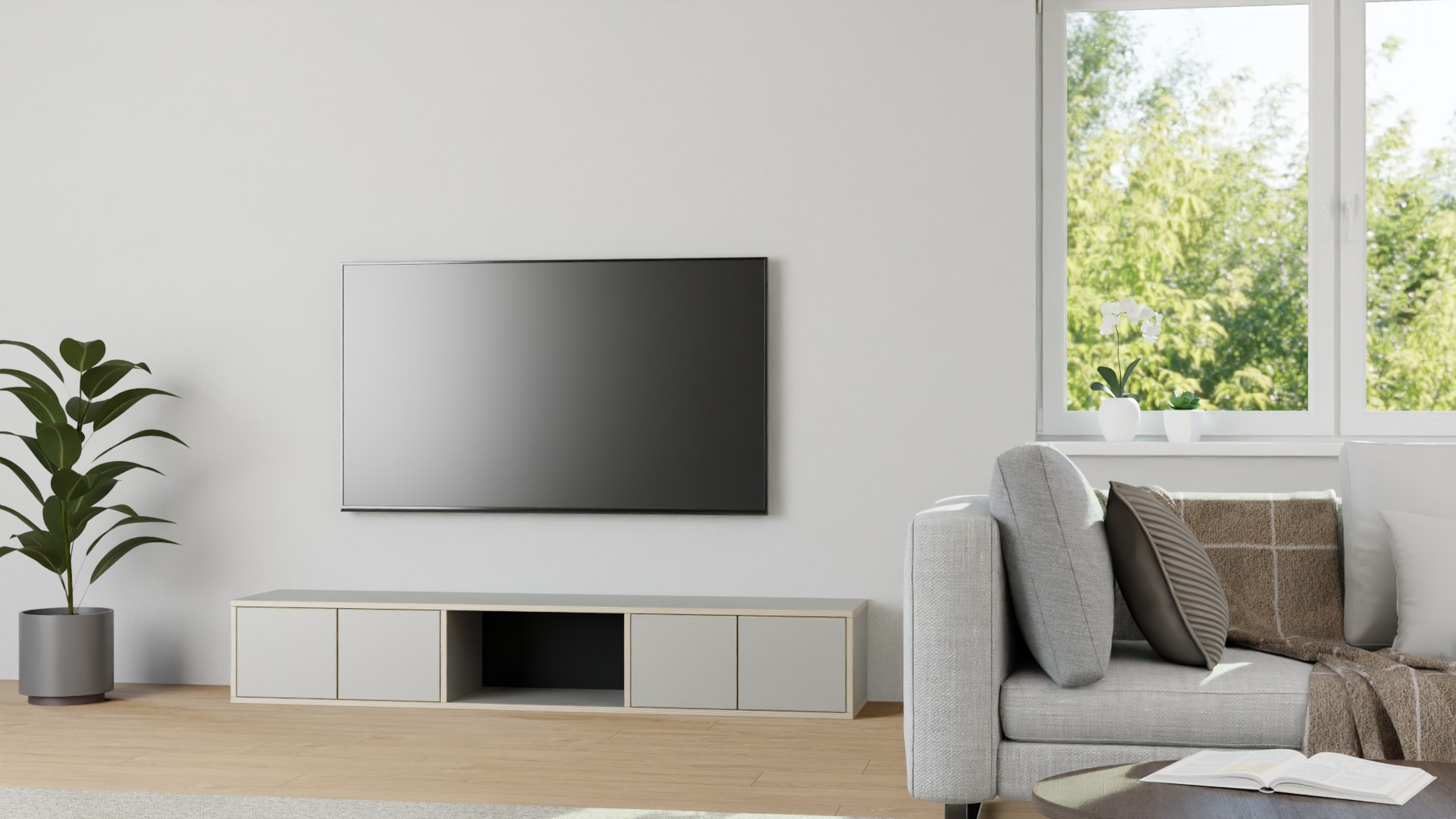 Schlichtes Lowboard nach Maß - TV-Regal mit vielen Optionen Premium Dekore