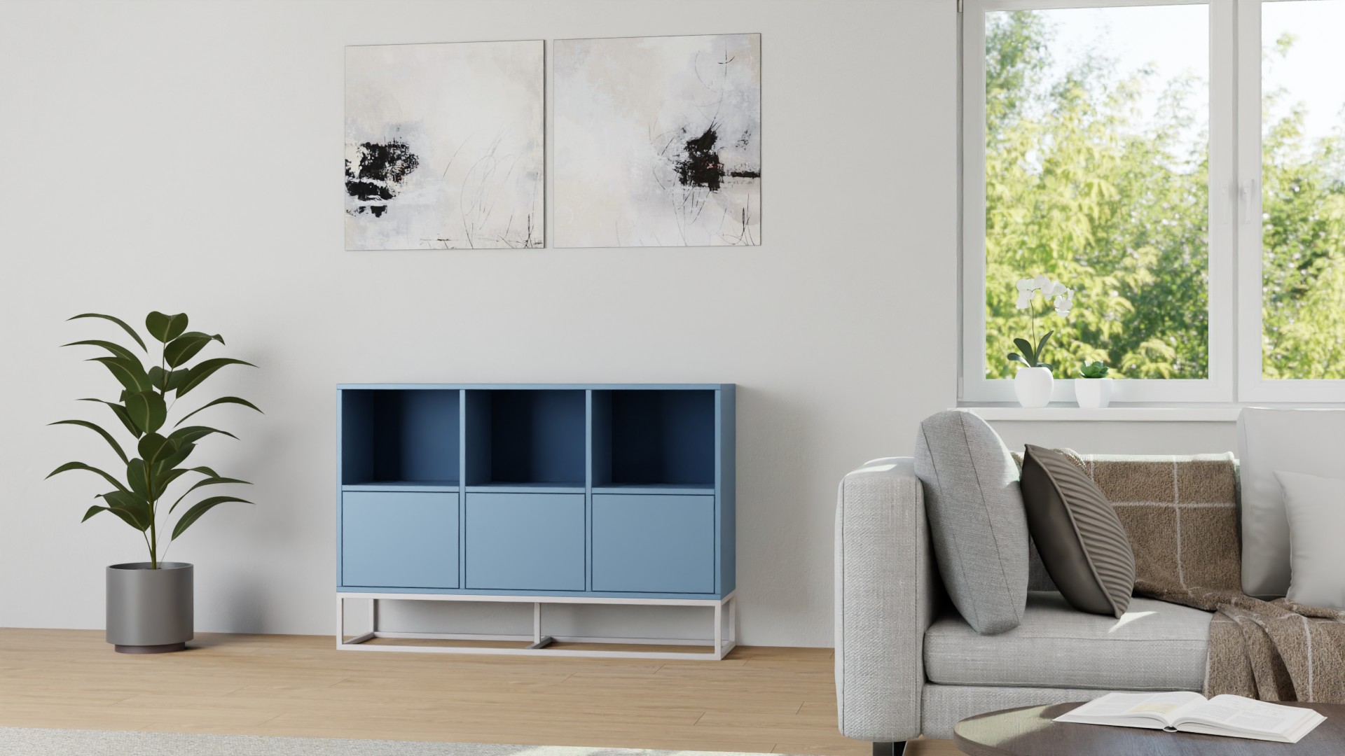 Schallplattensideboard mit Fronten MDF Lackiert