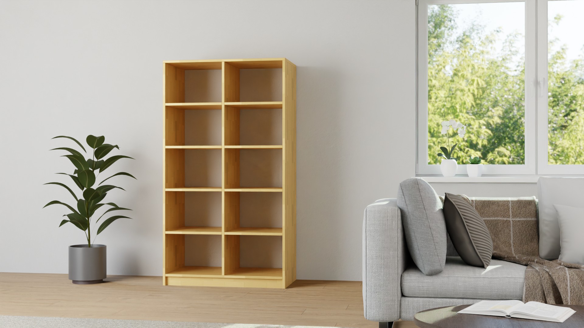 50 cm tiefes Bücherregal aus Massivholz Buche