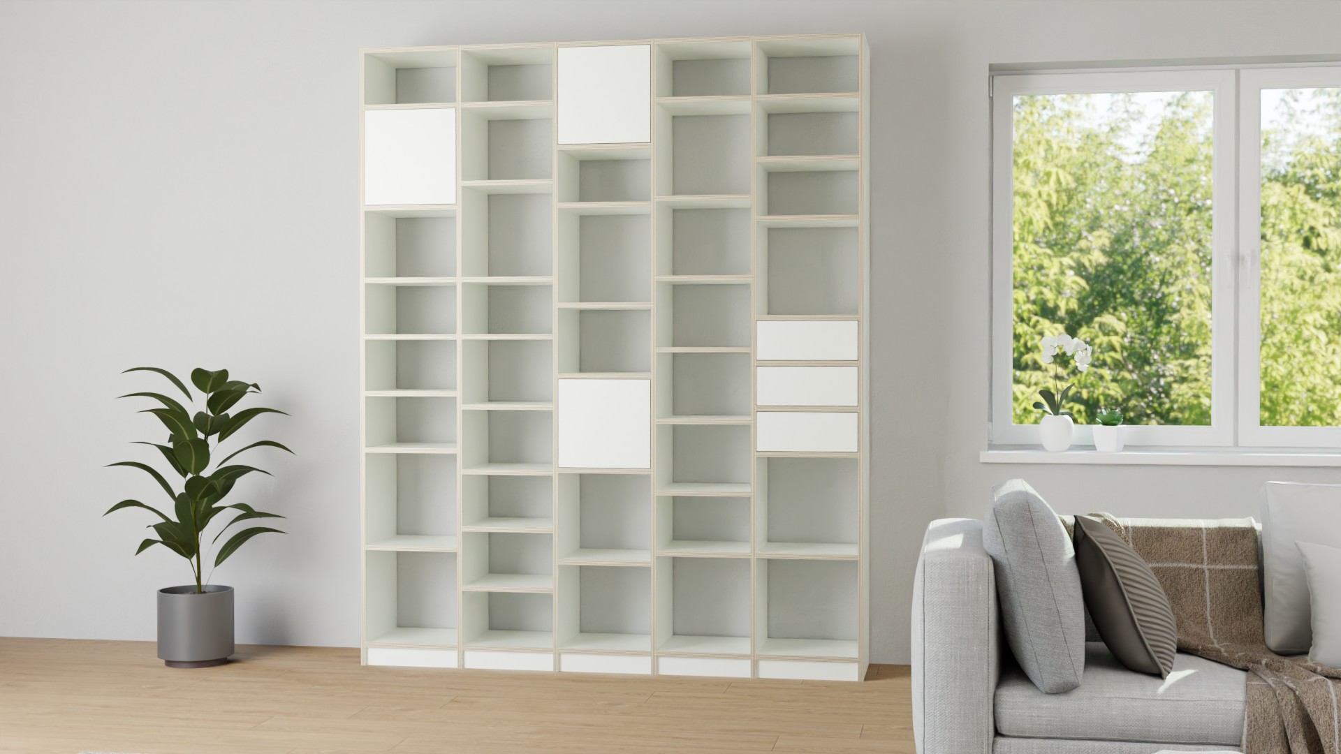 Großes Regalsystem nach Maß Premium Dekore