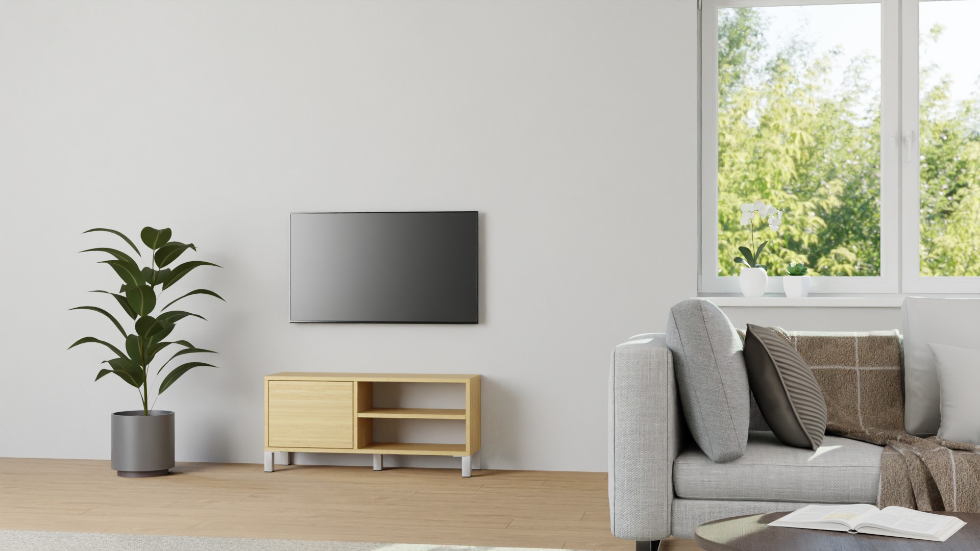 Kleines TV-Sideboard nach Maß Esche
