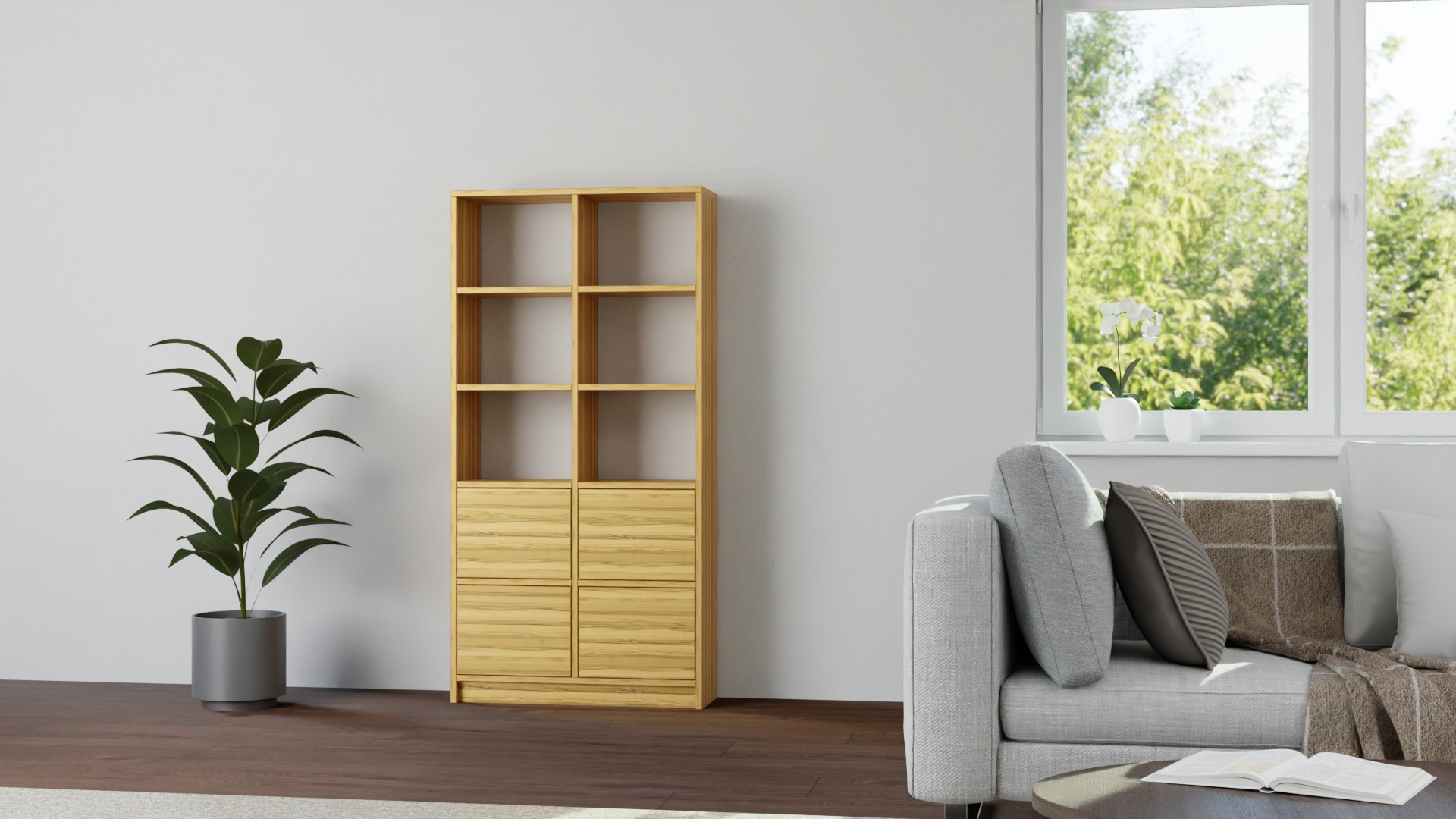 Hohes Regal aus Kernbuche Kernbuche