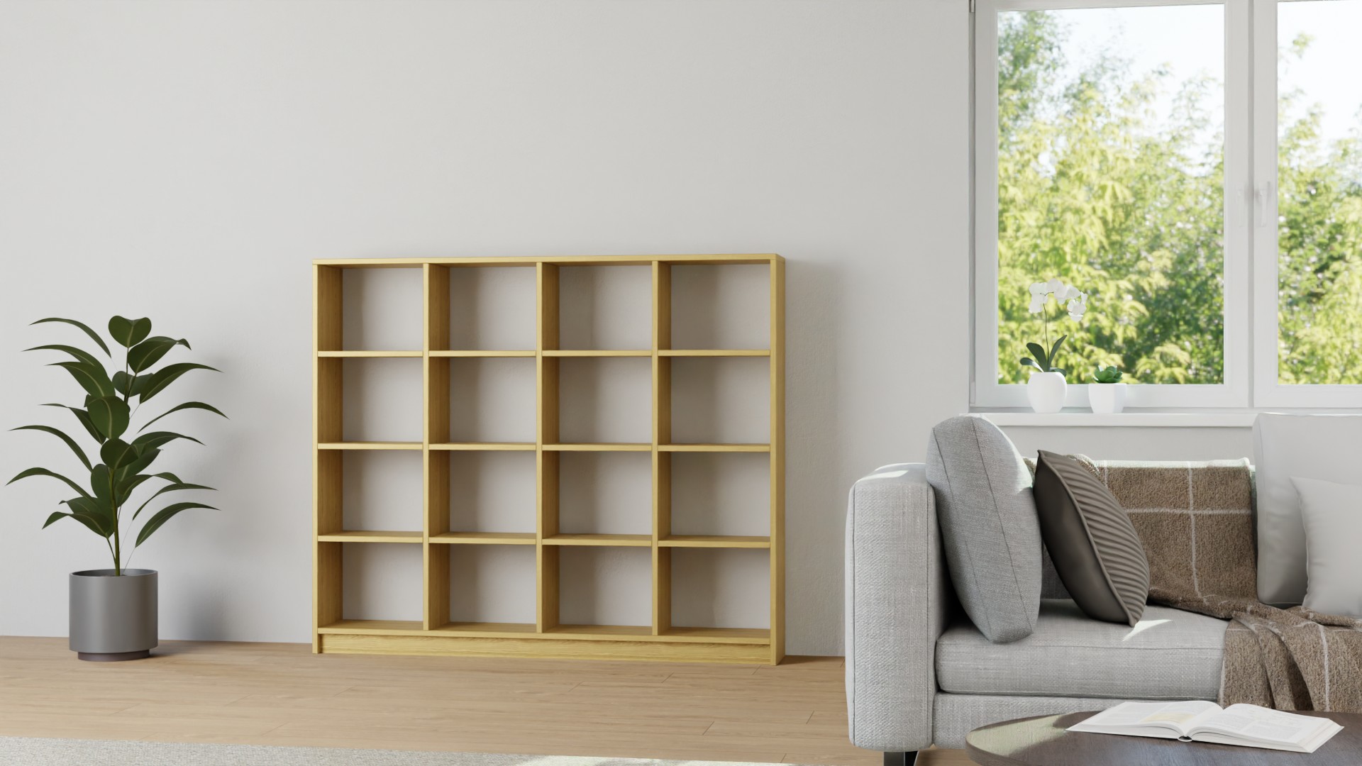 Flacher Raumteiler aus Massivholz Eiche