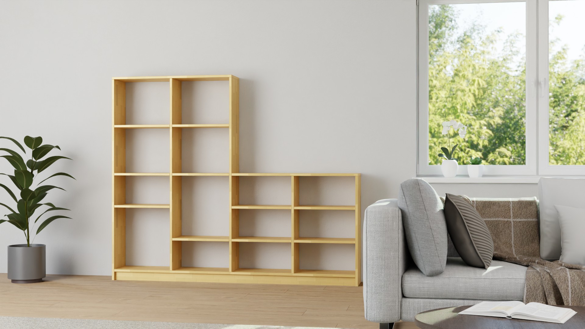 Stufenregal mit Ablage Buche