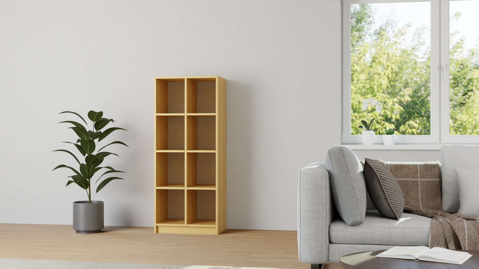 Schmales Bücherregal aus Massivholz Buche