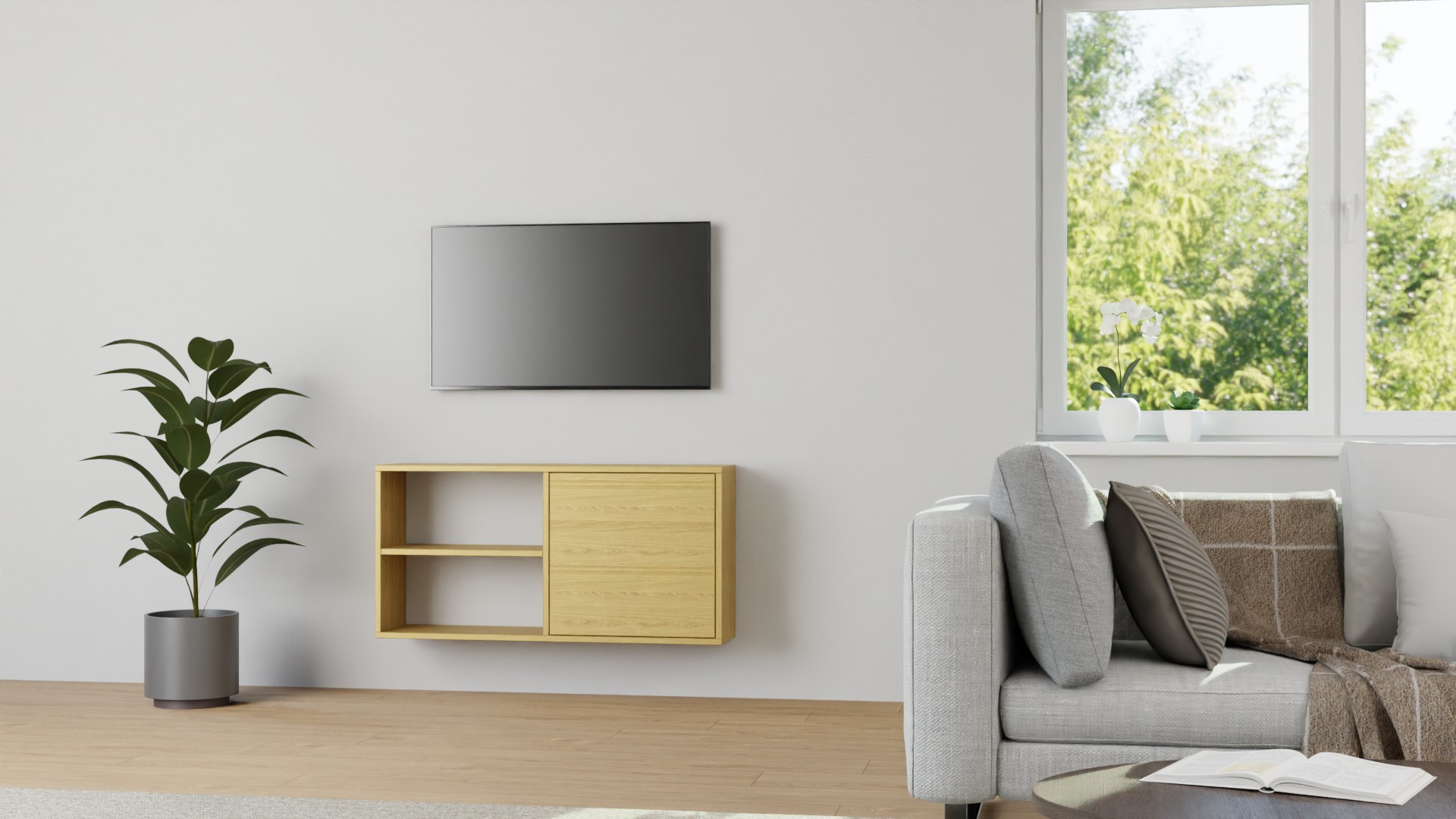 Regal mit Wandhalterung aus Eiche Eiche