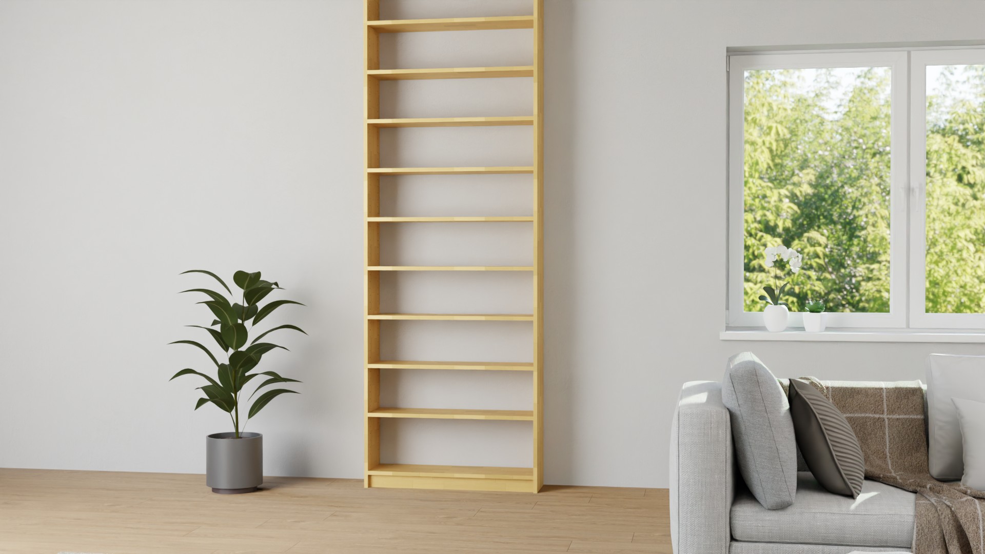 Bücherregal aus Massivholz - Schmales Regal mit vielen Optionen Buche