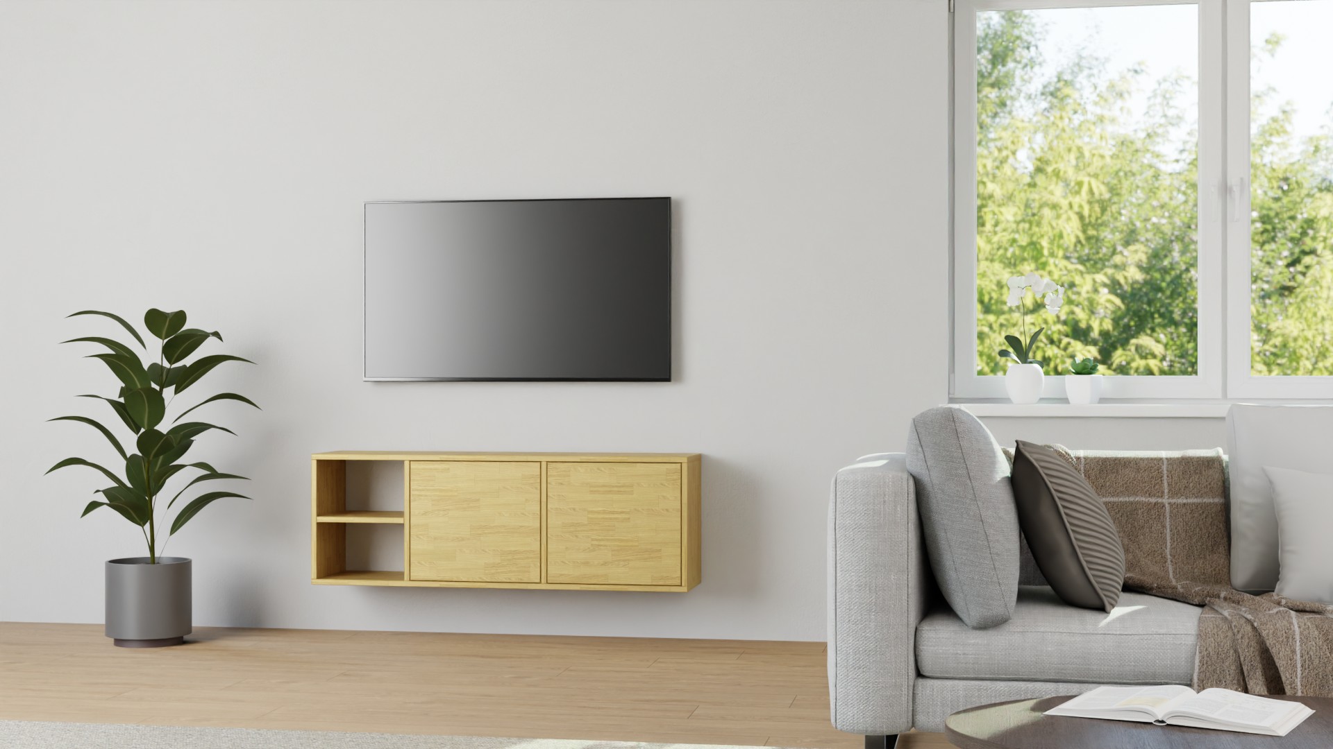 Hängesideboard aus Eiche Eiche