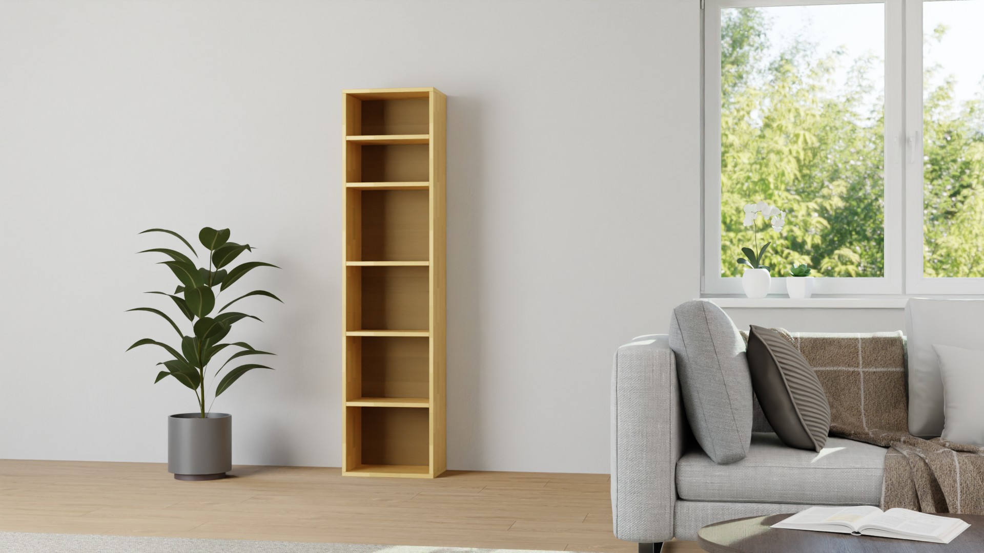 Schmales Haushaltsregal nach Maß Buche