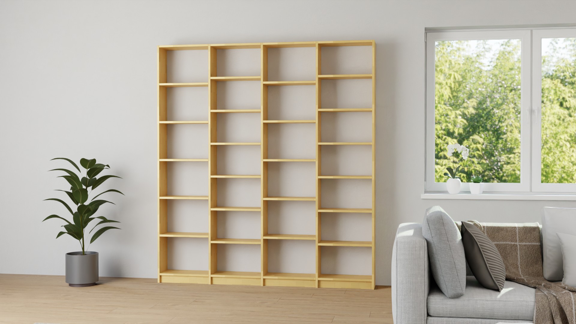 Schlichtes Bücherregal gestalten Buche
