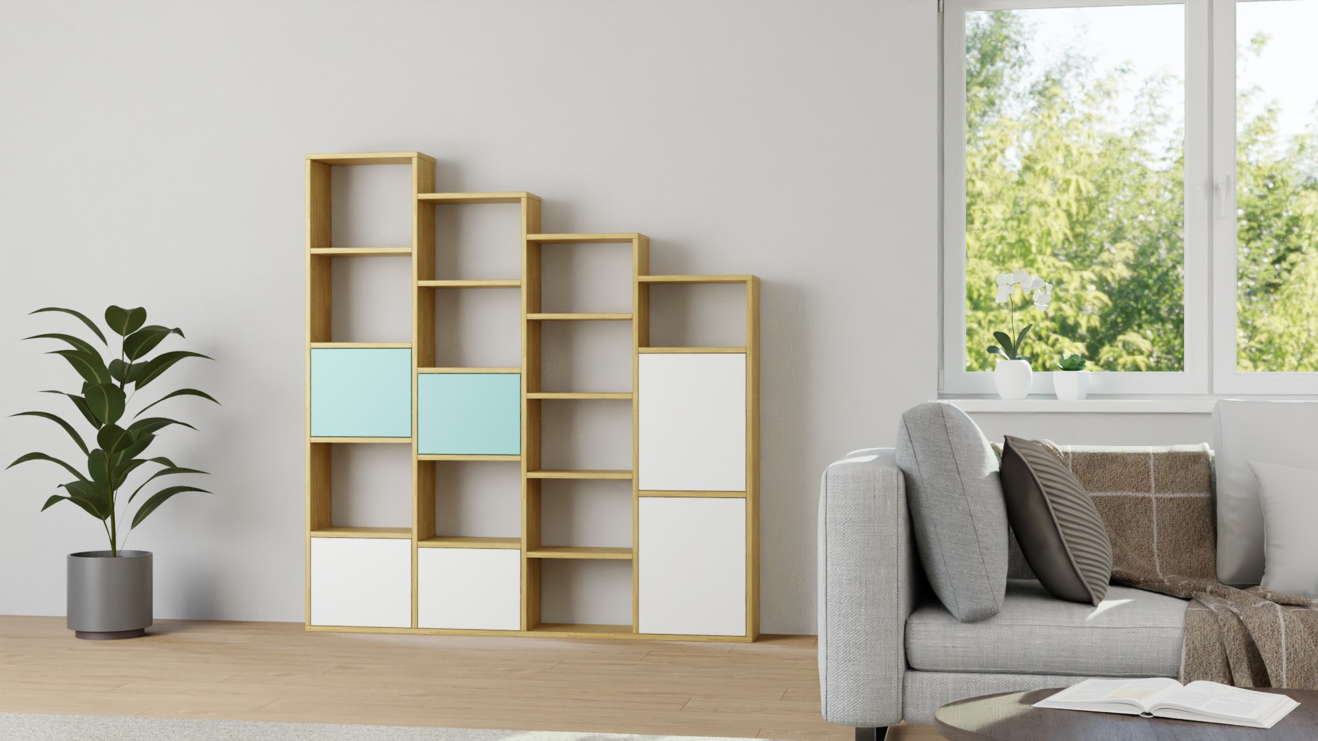 Modernes Stufenregal von Pickawood Eiche