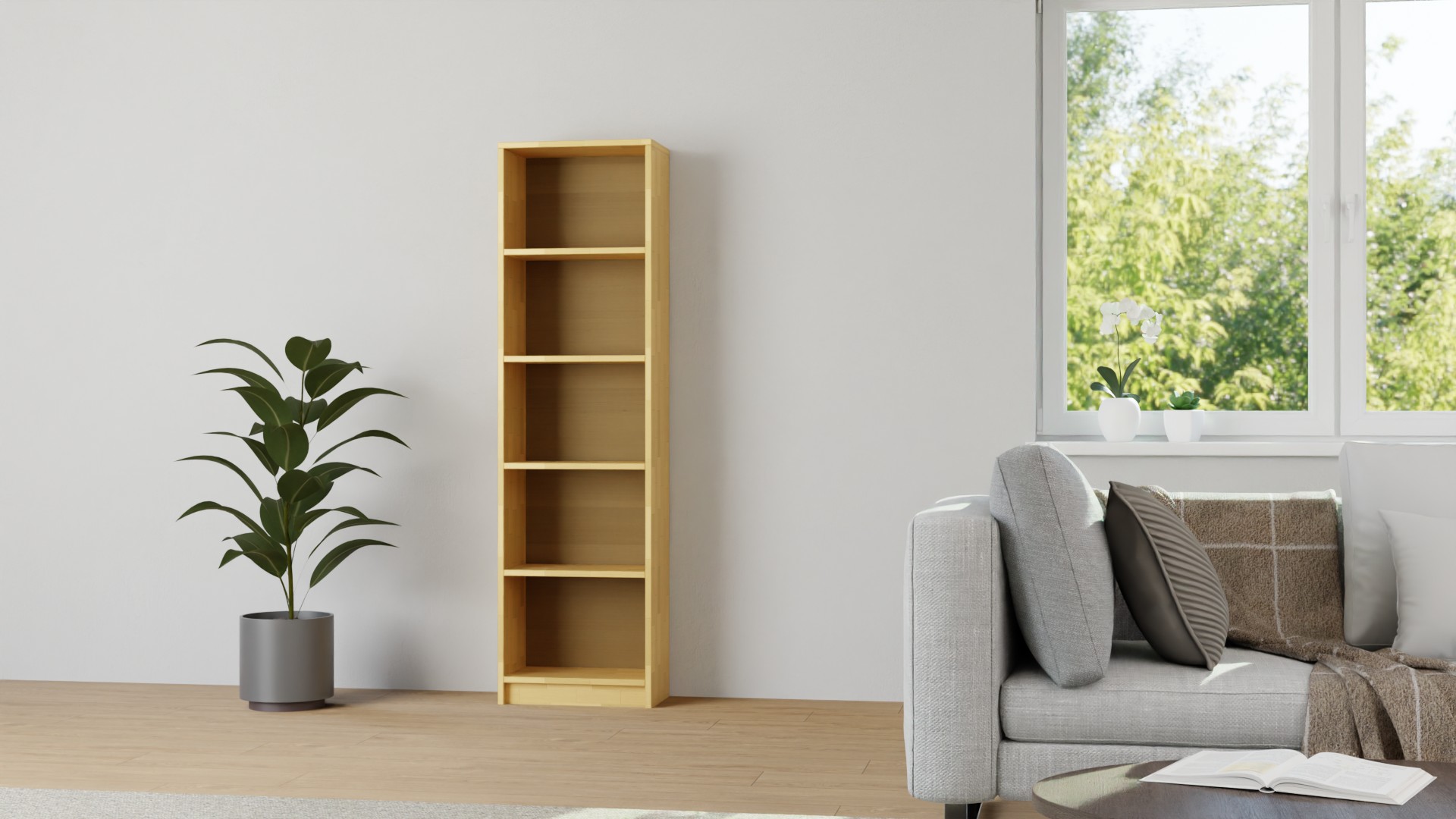 Schmales Bücherregal aus Holz Buche