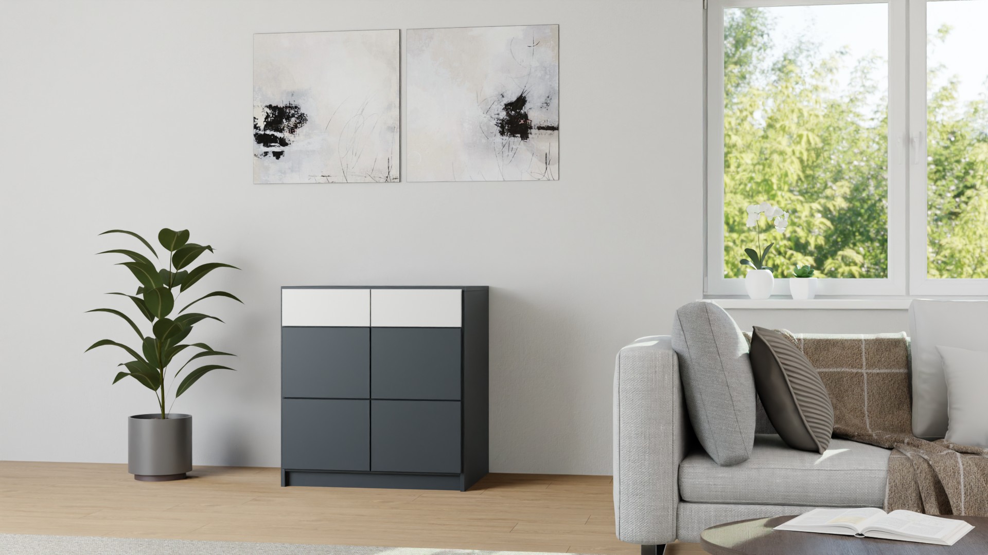 Nachtregal mit Schubladen MDF Lackiert