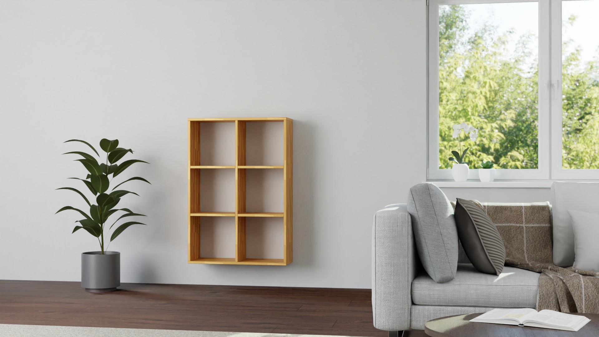 Offenes Regal mit Wandhalterung aus Kernbuche Kernbuche