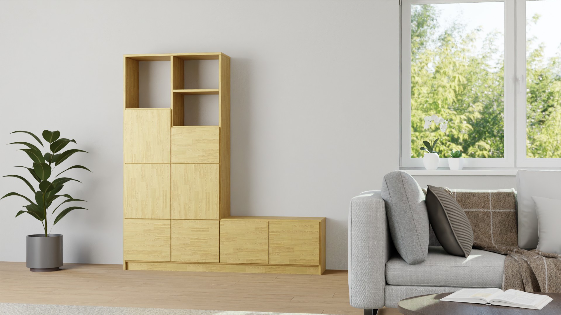 Modernes Regalsystem Eiche