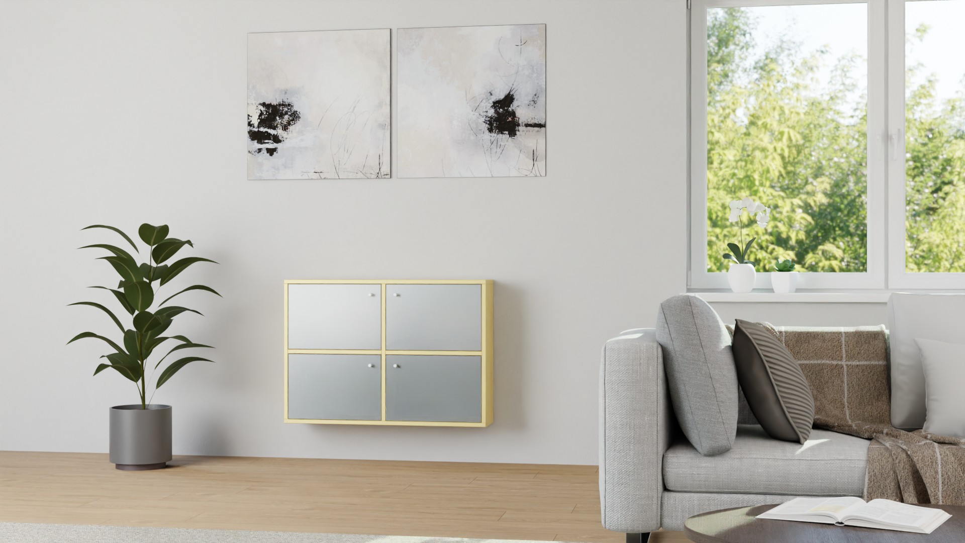 Hängevitrine aus Massivholz Kiefer