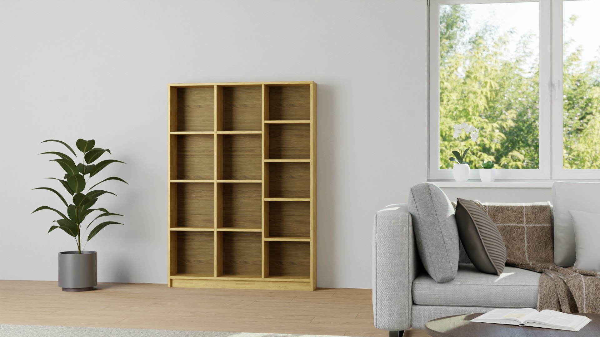 15 cm tiefes Regalsystem Eiche