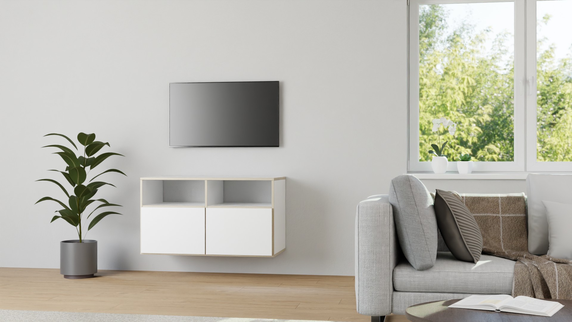 50 cm tiefes Hängeregal aus Multiplex Multiplex