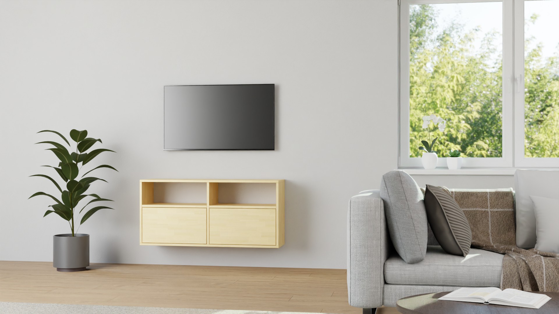 Hängesideboard aus Ahorn nach Maß Ahorn (europäisch)