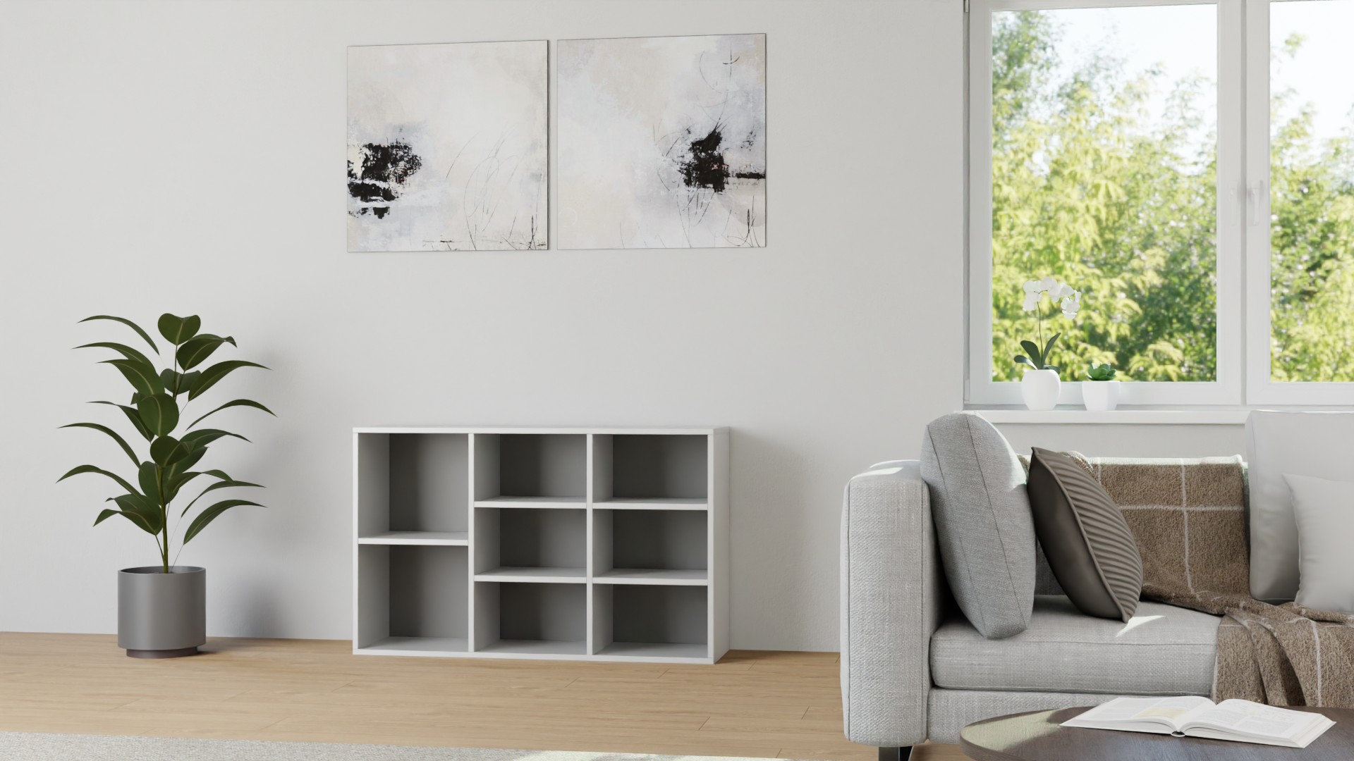 Sideboard grau MDF Lackiert