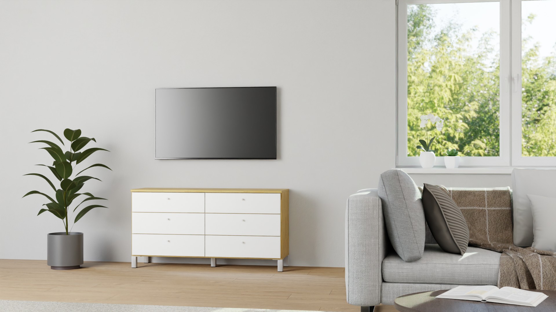 Schlichte Doppelkommode nach Maß Eiche