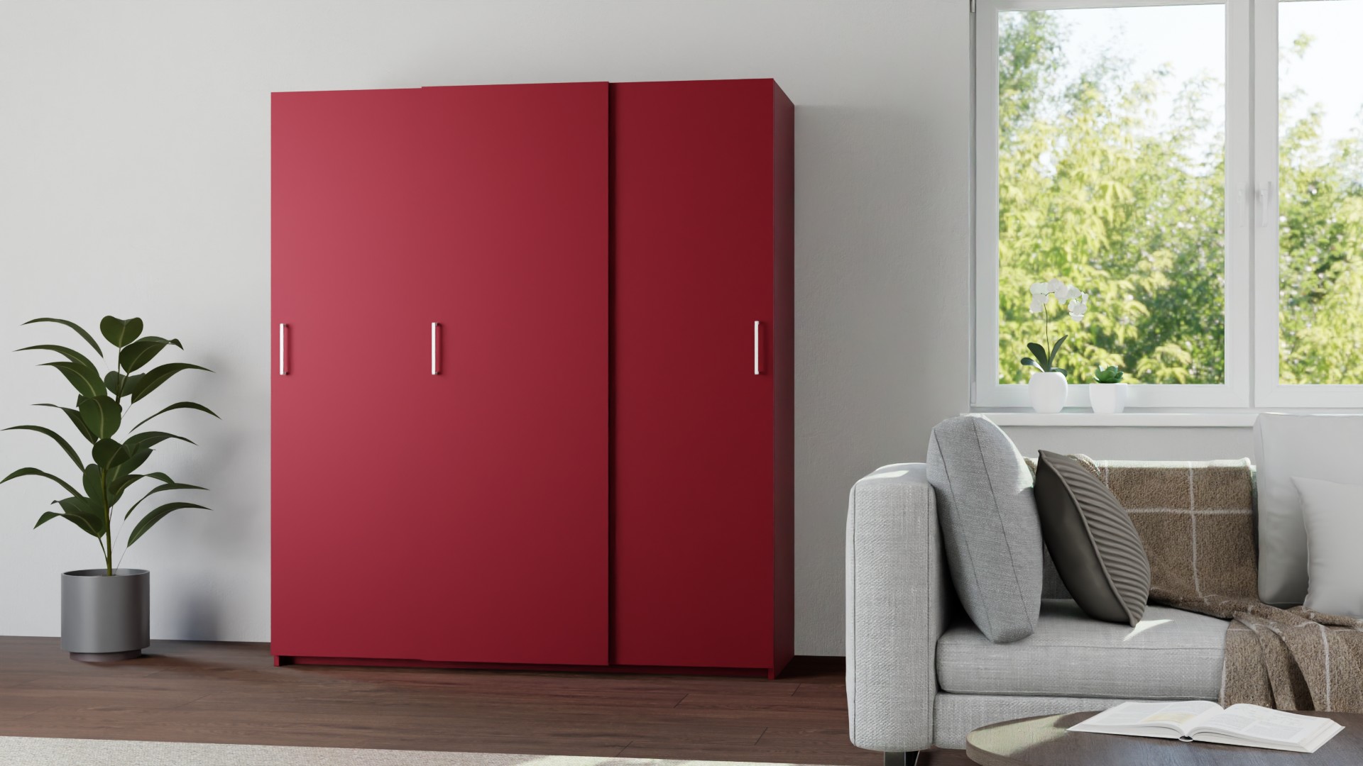 Roter Schiebetürenschrank nach Maß Premium Dekore
