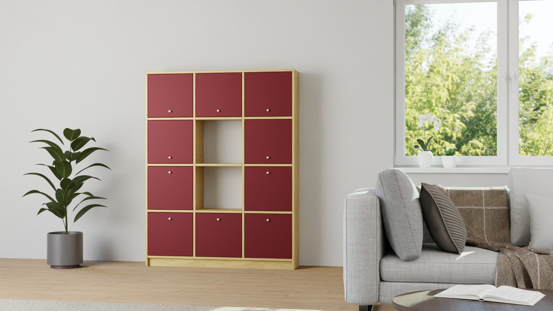 Regal mit Klapptüren nach Maß Eiche