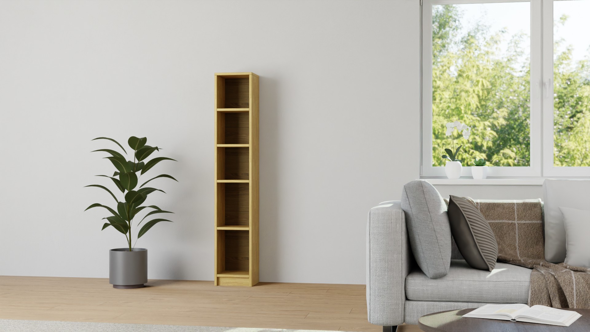 Schmales Geschirrregal nach Maß Eiche