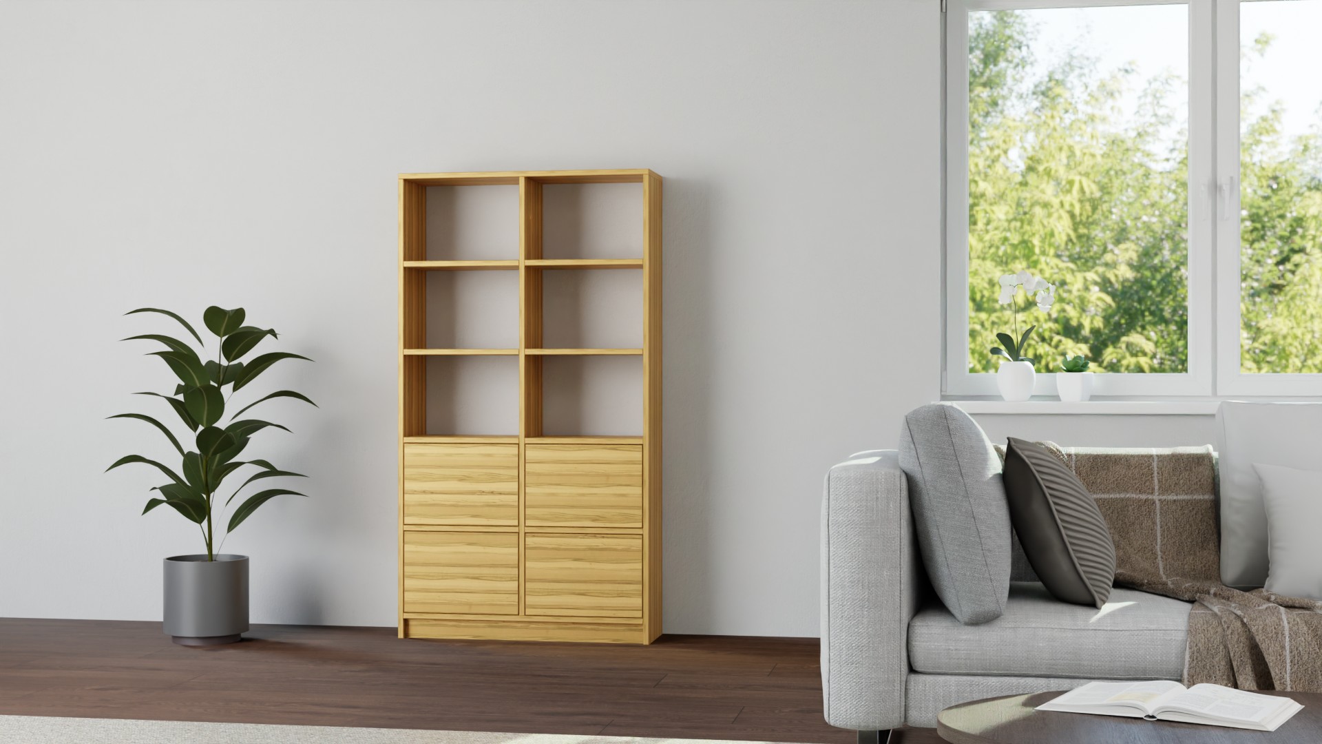 Hohes Regal aus Kernbuche Kernbuche