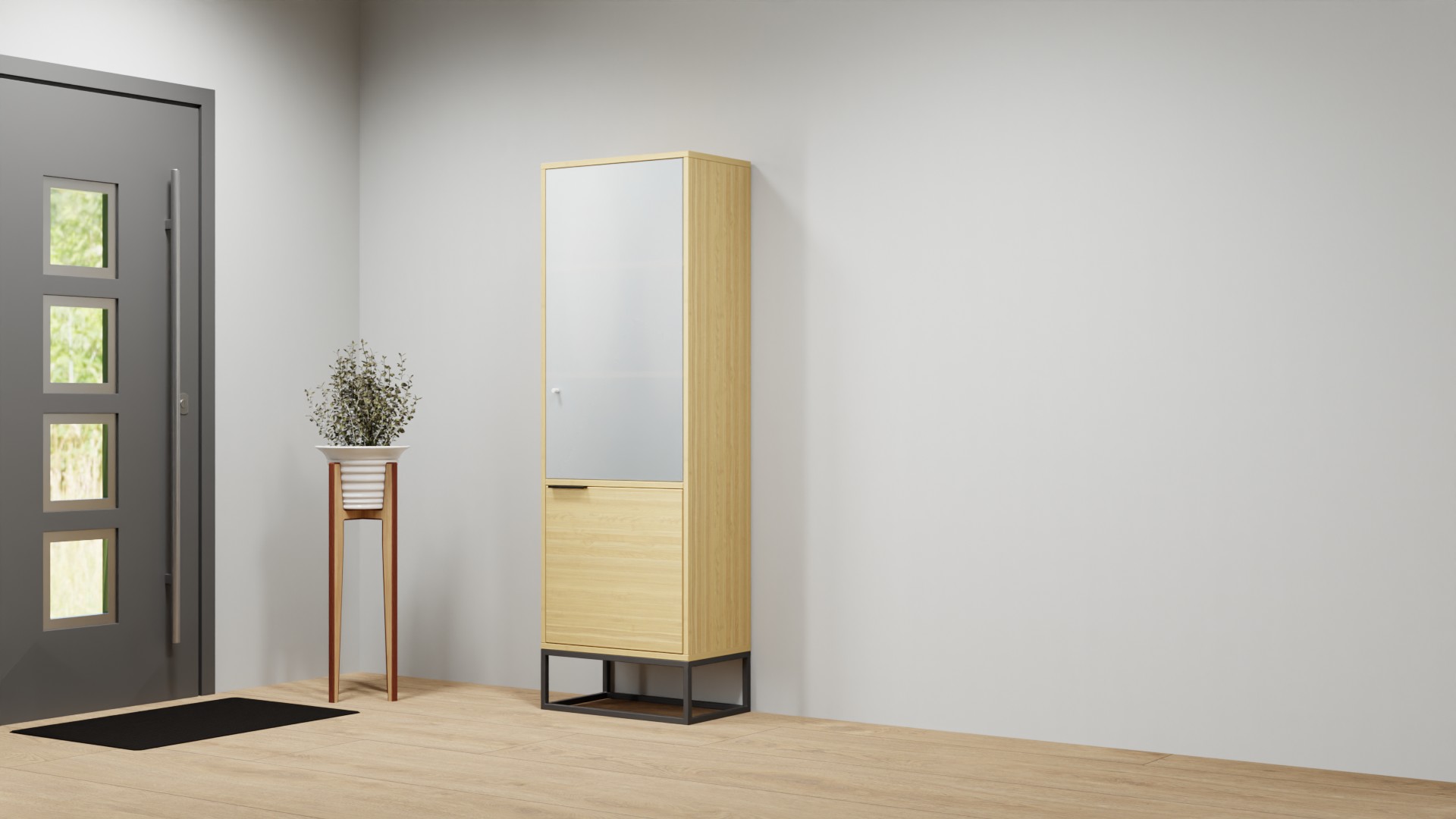 Massivholzschrank als Vitrine Esche