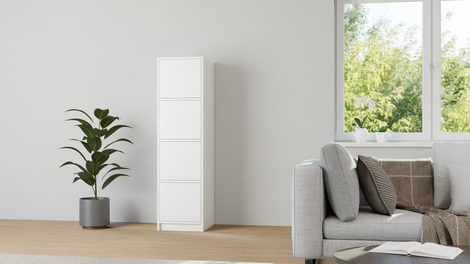 50 cm tiefes Regal mit weißen Türen MDF Beschichtet