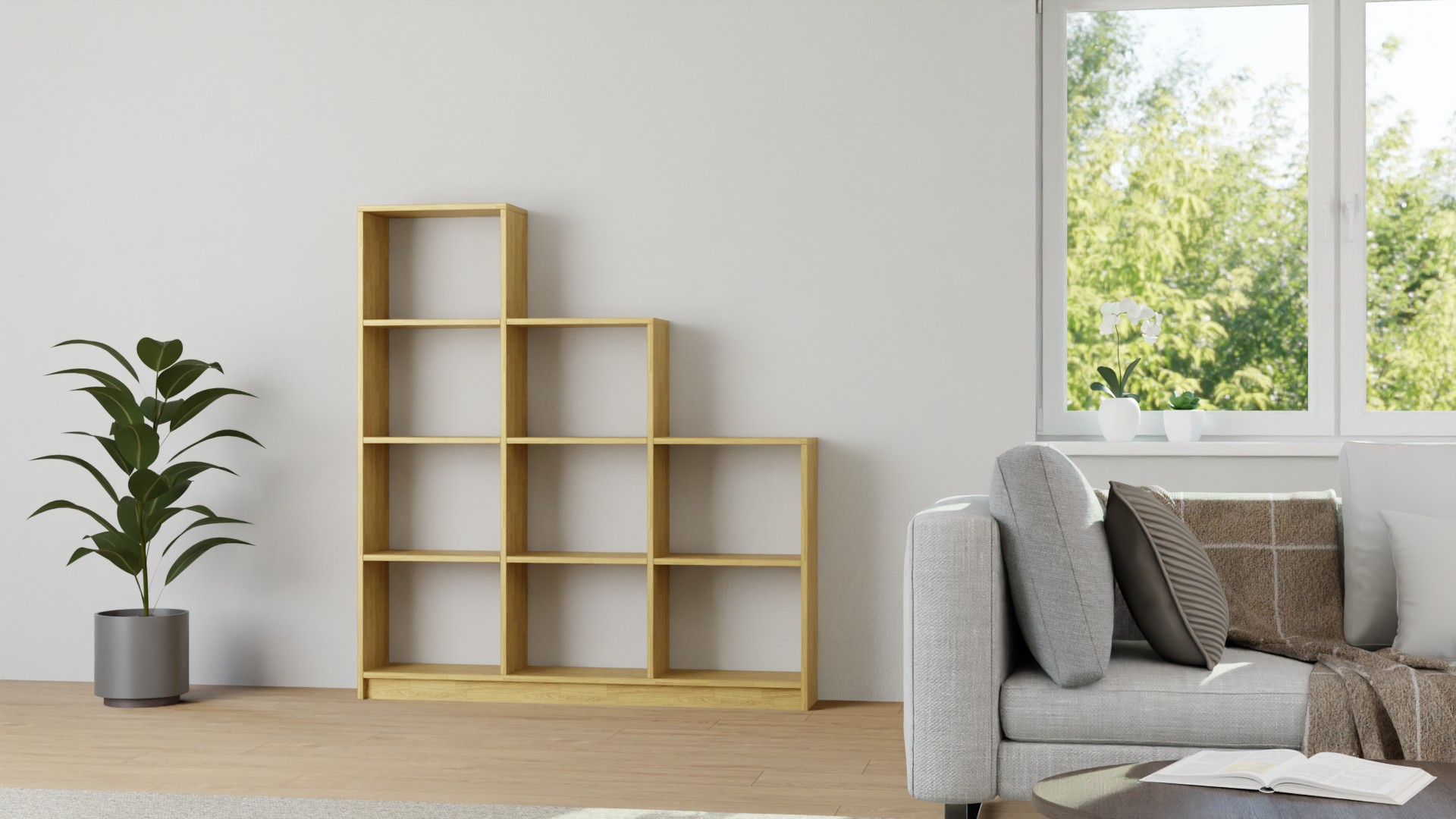 Stufenregal nach Maß Eiche