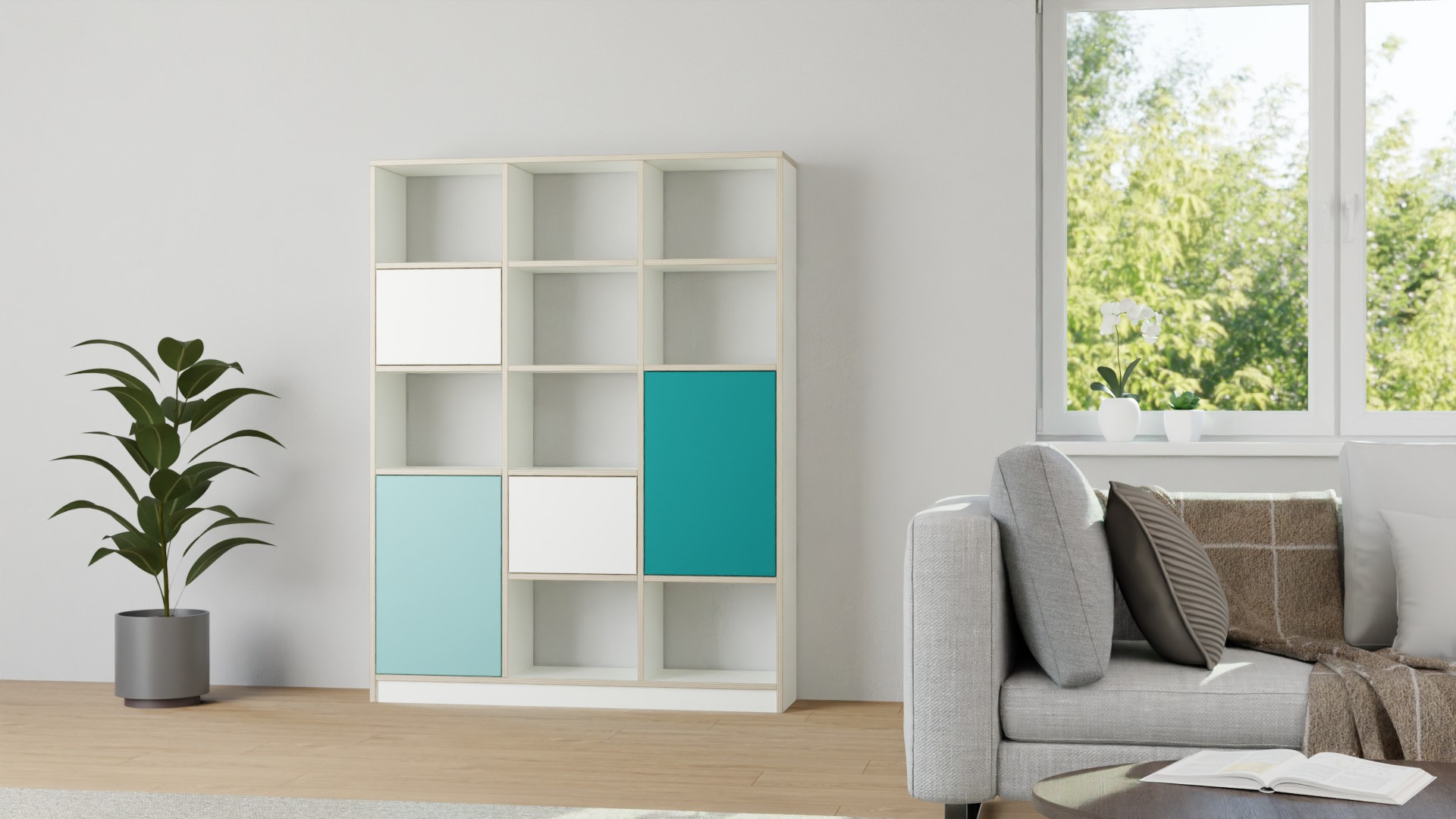 Raumteiler mit bunten Türen nach Maß Premium Dekore