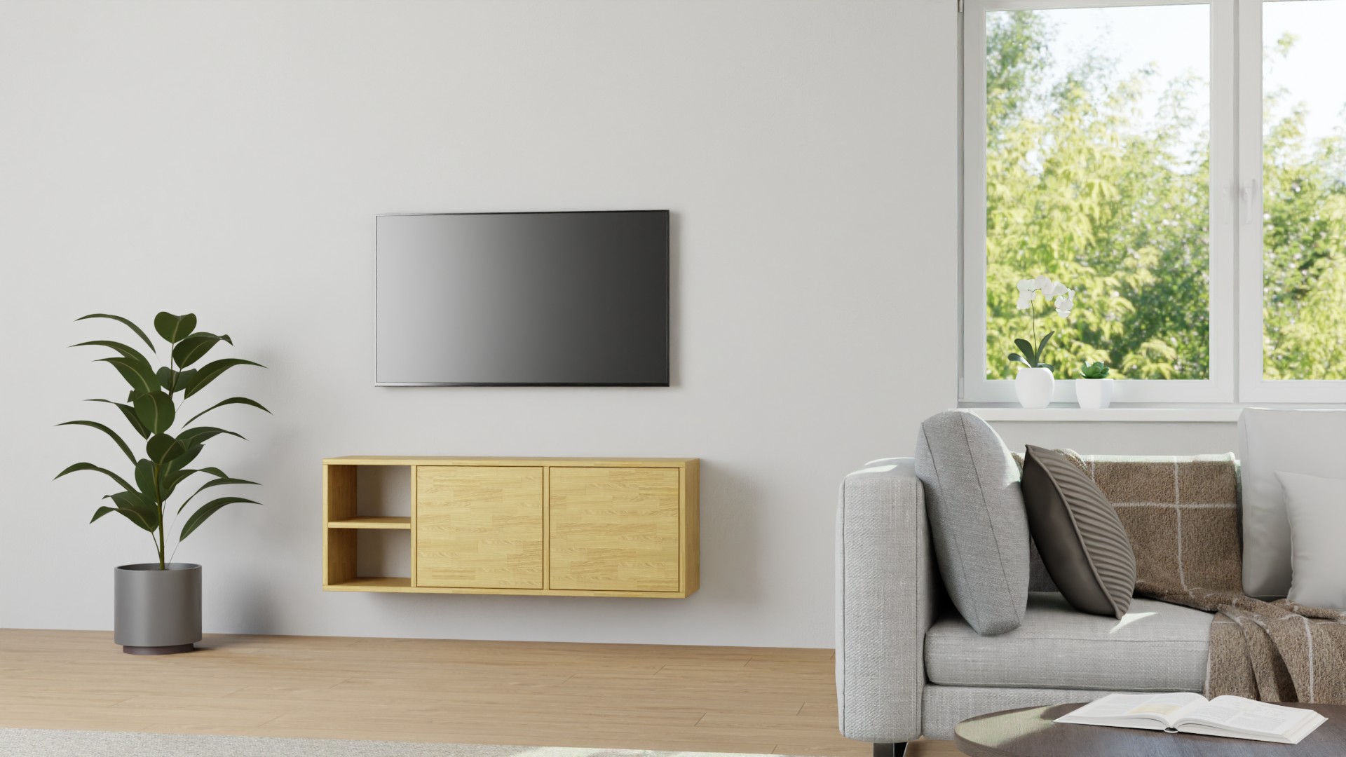 Hängesideboard aus Eiche Eiche