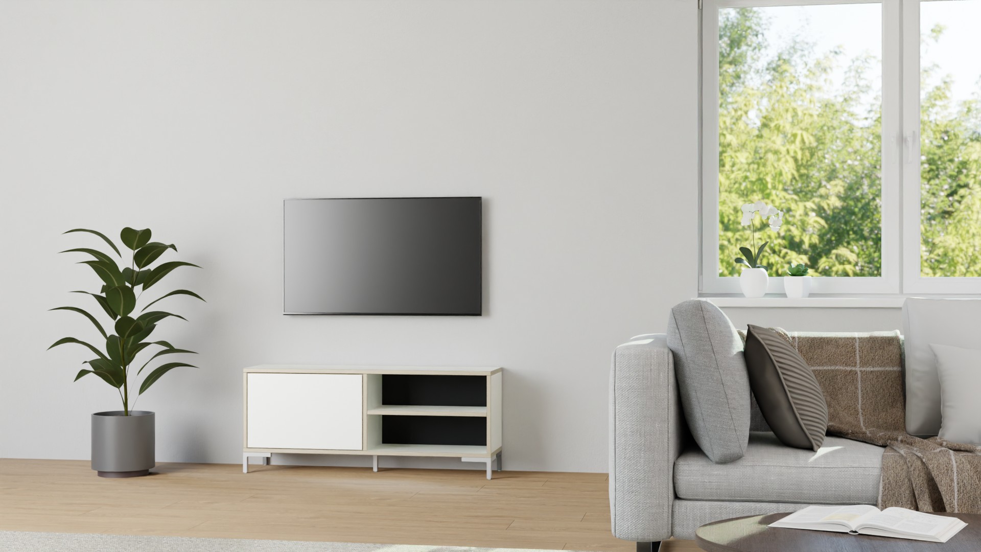 Stylisher TV Schrank nach Maß Premium Dekore