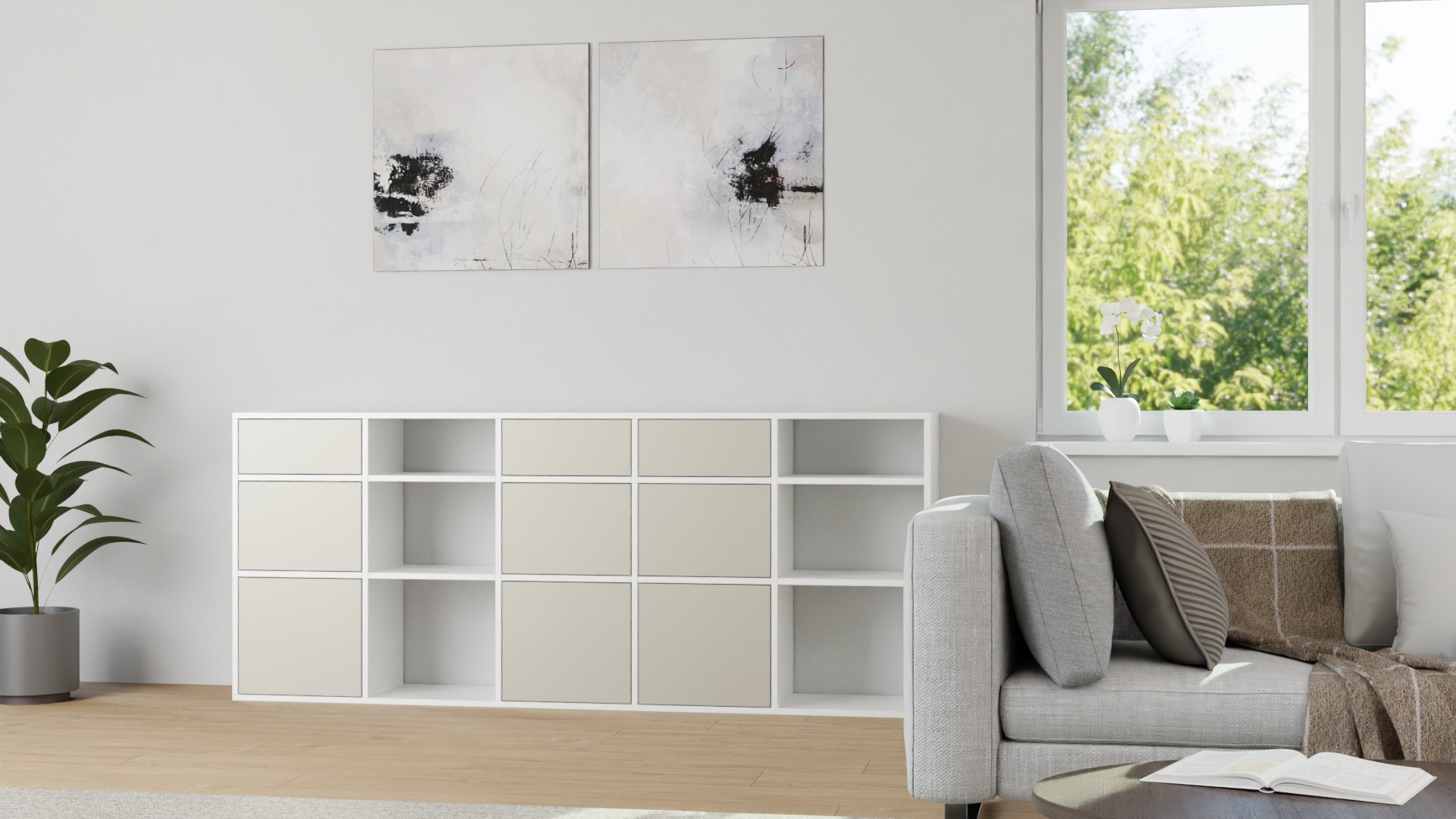 Breites Sideboard - Als Kommode o. Wohnschrank mit vielen Optionen MDF Beschichtet
