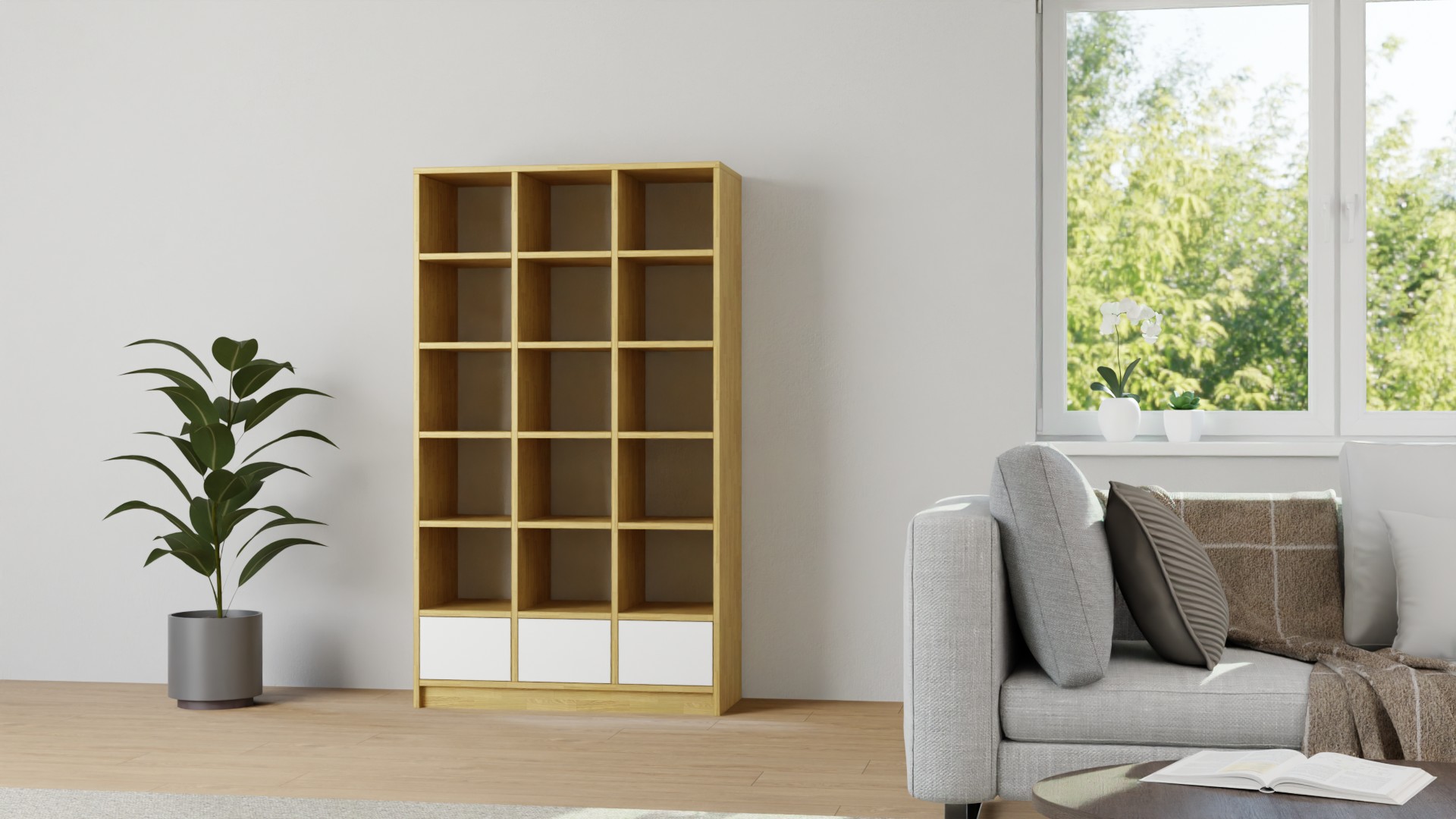 Regal mit Schubladen nach Maß Eiche